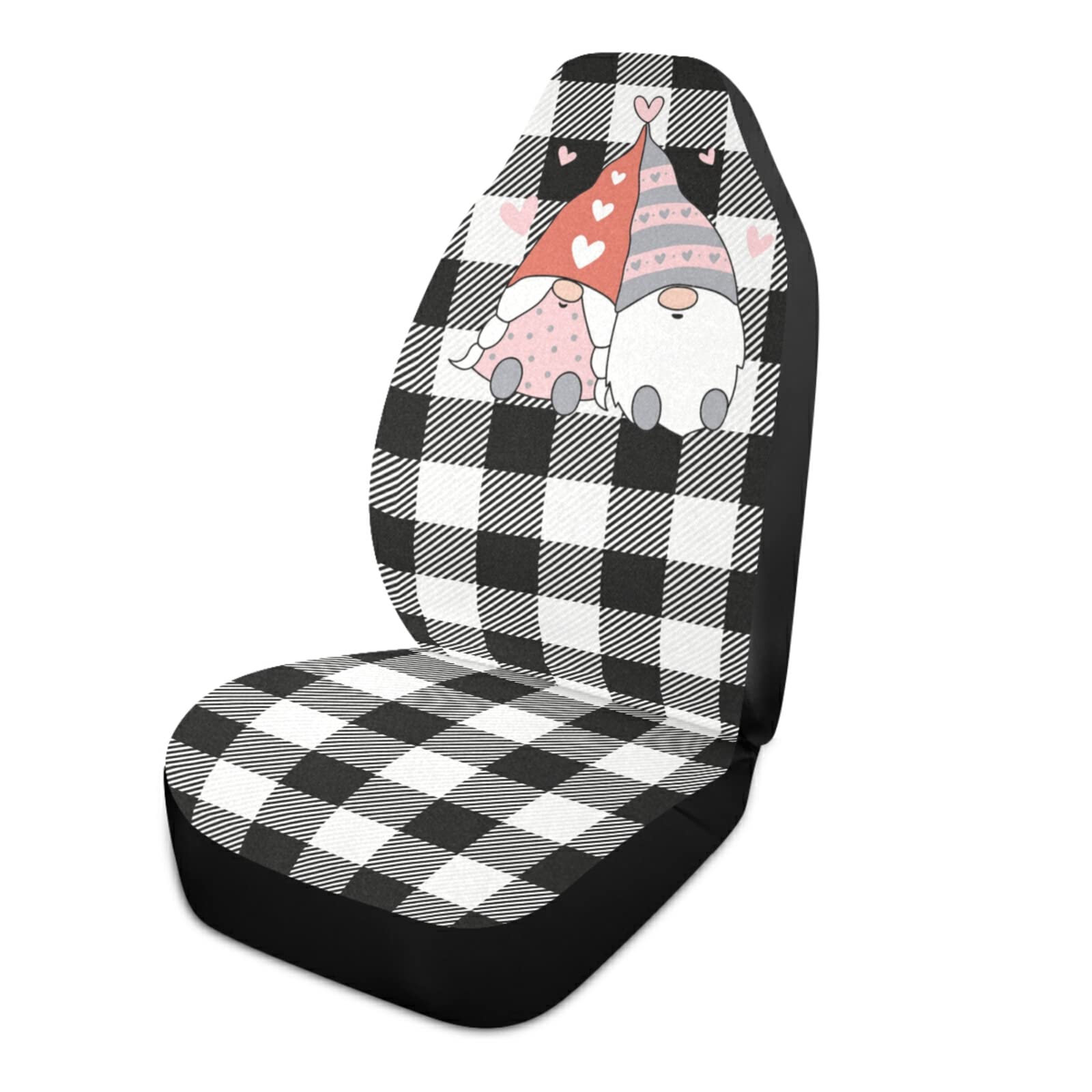 Valentine's Day Buffalo Cute Gnomes Couple Non-Slip Breathable Car Seat Covers - Universal Fit Front Seat Protectors (2pcs) for Cars, SUVs & Trucks - Perfect Romantic Gift for Couples & Car Decor