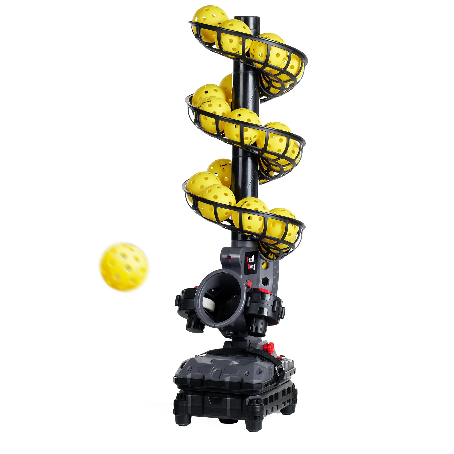 Furlihong 3802PBH Adjustable Speed & Angle Pickleball Machine with Auto Swing Base - Portable Pickleball Launcher for All Skill Levels (Power Bank/Battery/AC Powered) - Perfect for Backyard, Court & Indoor Training