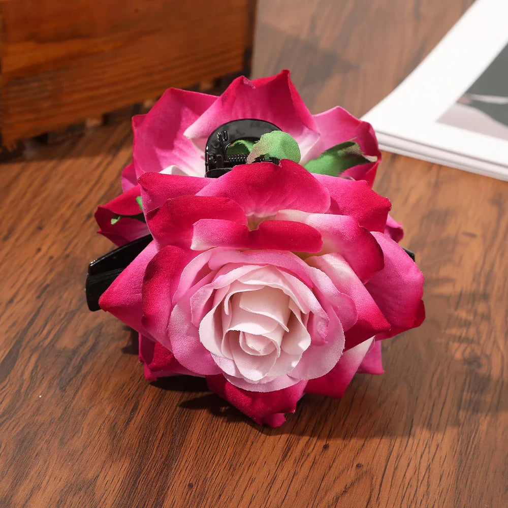 Haimeikang Large Flower Hair Clips for Women - Thick Hair Barrettes, Crab Claw Hairpins, Summer Fashion Hair Accessories for Weddings, Parties, and Everyday Wear