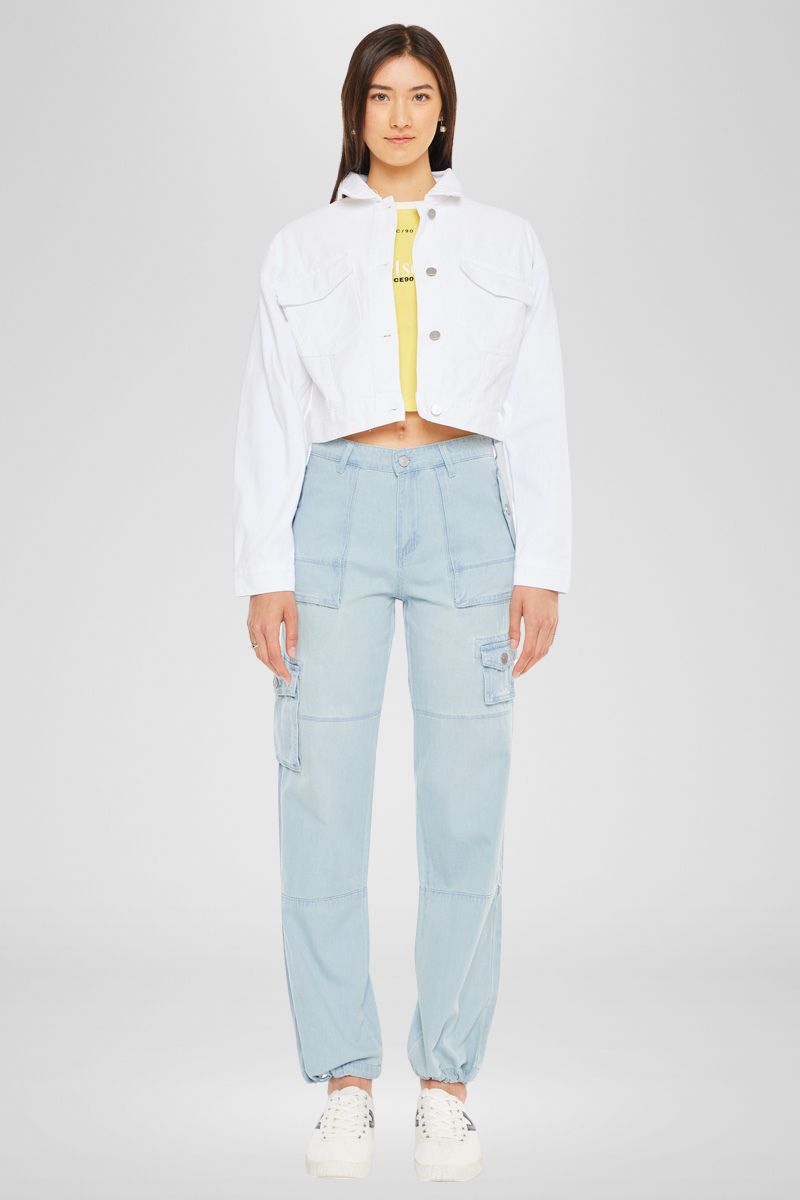 Francis Cropped Jacket - Women's Stylish Denim Jacket for Spring & Fall | Perfect for Casual Outfits, Streetwear & Layering