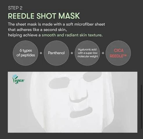 VT Reedle Shot All-in-One 3-Step Facial Mask Set (1.5g + 1.5g + 25g) - Hydrating & Brightening Treatment for Glowing Skin at Home or Spa