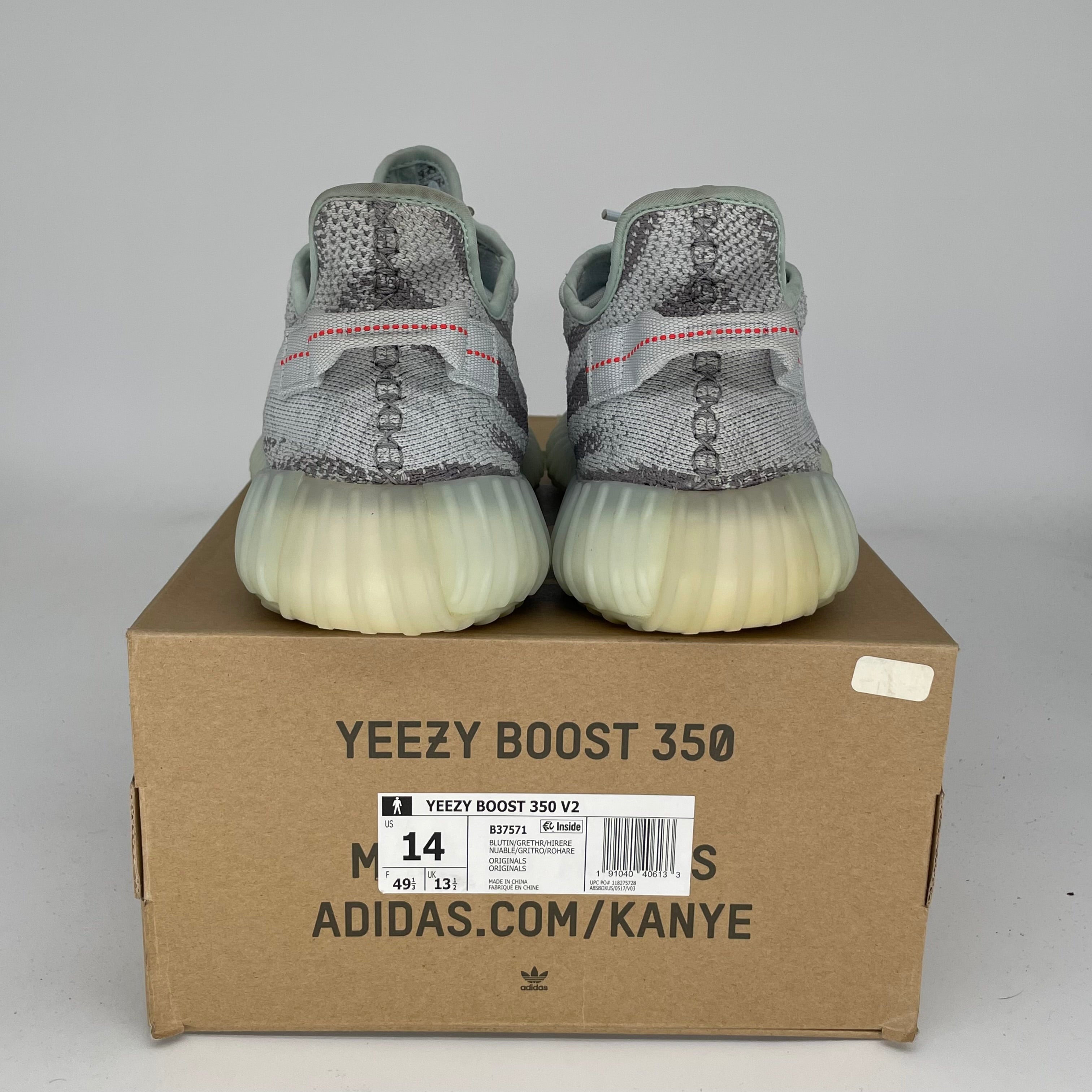 Adidas Yeezy Boost 350 V2 Blue Tint Sneakers - Men's Size 14 [B37571] | Comfortable Running Shoes for Casual Wear & Street Style