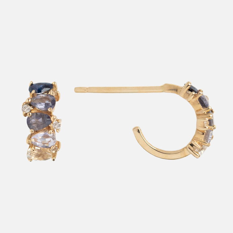 Solid Gold Ombre Birthstone Huggie Hoops - Dainty Stackable Earrings for Women, Personalized Jewelry Gift for Birthday, Anniversary & Everyday Wear