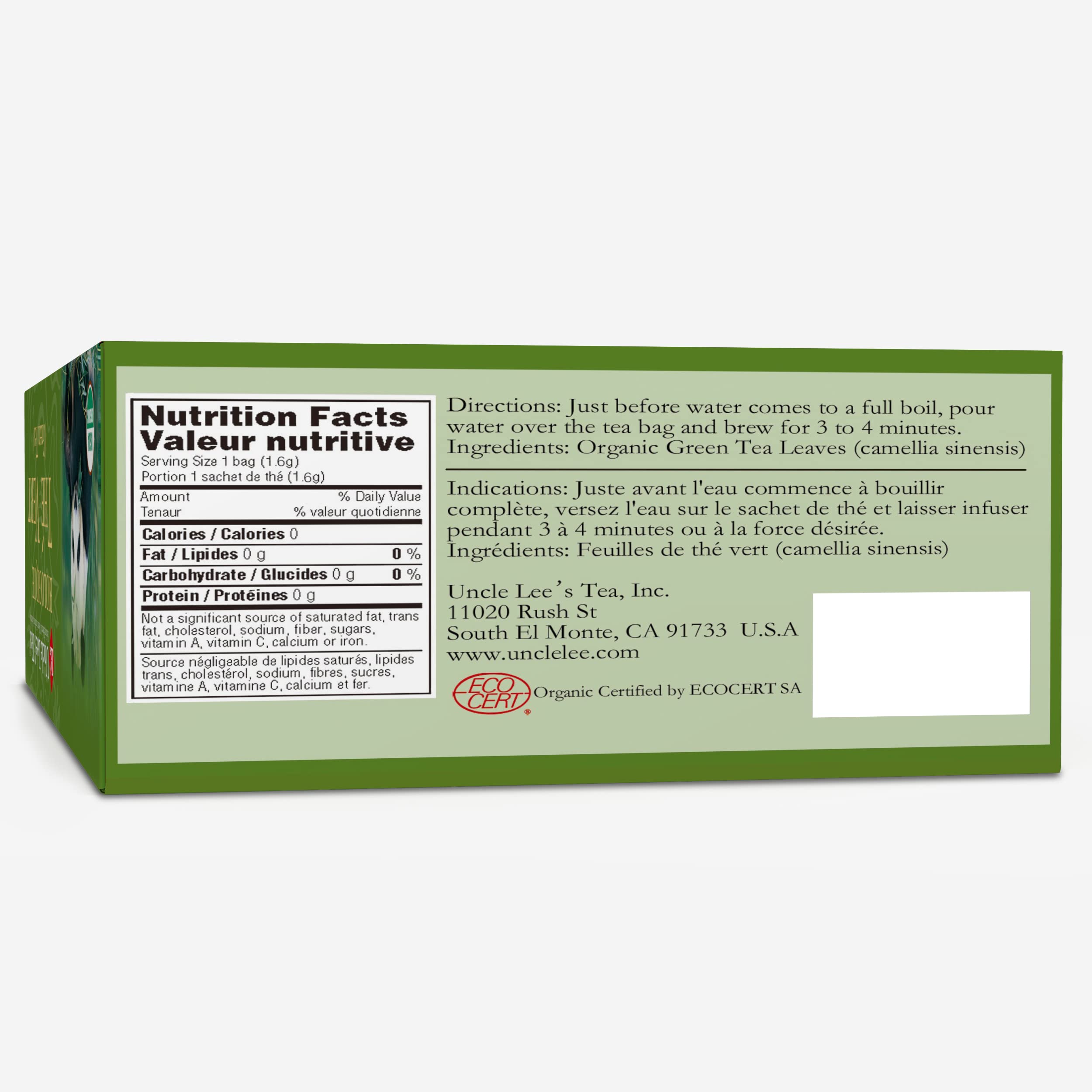 Uncle Lee's Organic Green Tea 100 Tea Bags (2-Pack) + White Tea Single-Use Pack - 3 Piece Set | Premium Loose Leaf Tea for Daily Wellness, Detox & Relaxation | Perfect for Home, Office & Gifts