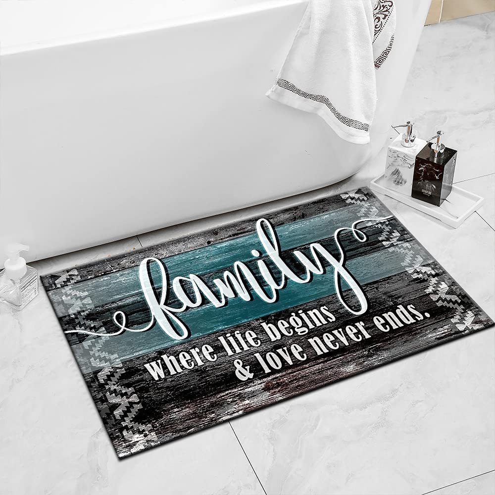 FADALO ART Black Wood Print Non-Slip Kitchen Runner Rug 24