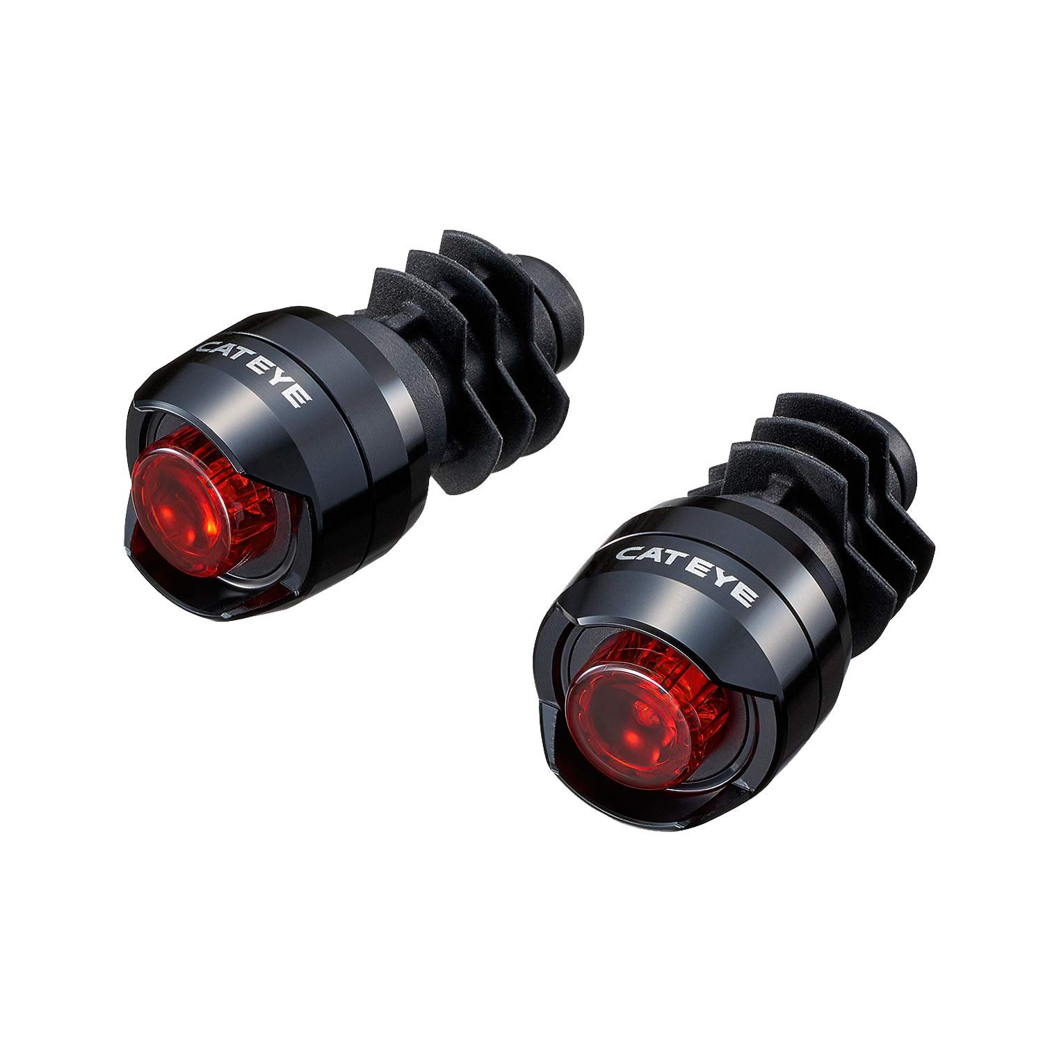 Cat Eye ORB Bar End Safety Bike Light Set for Handlebars - Black/Red - Waterproof LED Cycling Lights for Night Riding, Mountain Bikes & Commuting - Easy Install Handlebar Safety Lights for Road Bicycles