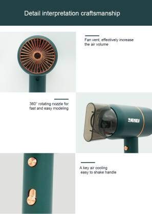 Skmei 2003 Professional Hair Dryer for Women - Ionic Moisturizing Technology for Smooth & Shiny Hair - Fast Drying with Negative Ions (Grey/Red) - Perfect for Home Salon, Travel & Daily Hair Care