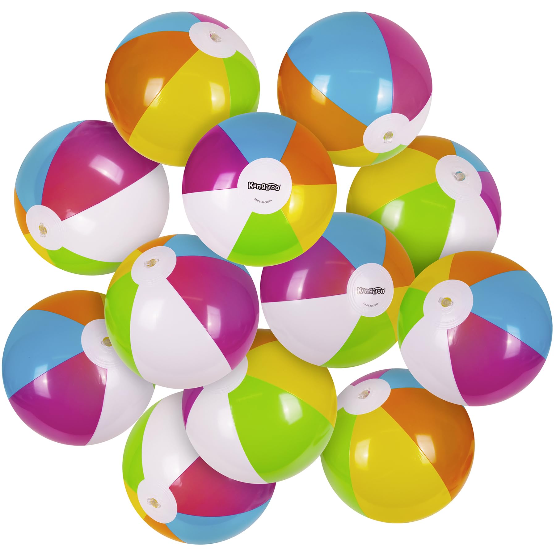 12-Pack Neon Inflatable Beach Balls for Pool & Beach Parties - Fun Summer Water Toys for Kids & Adults