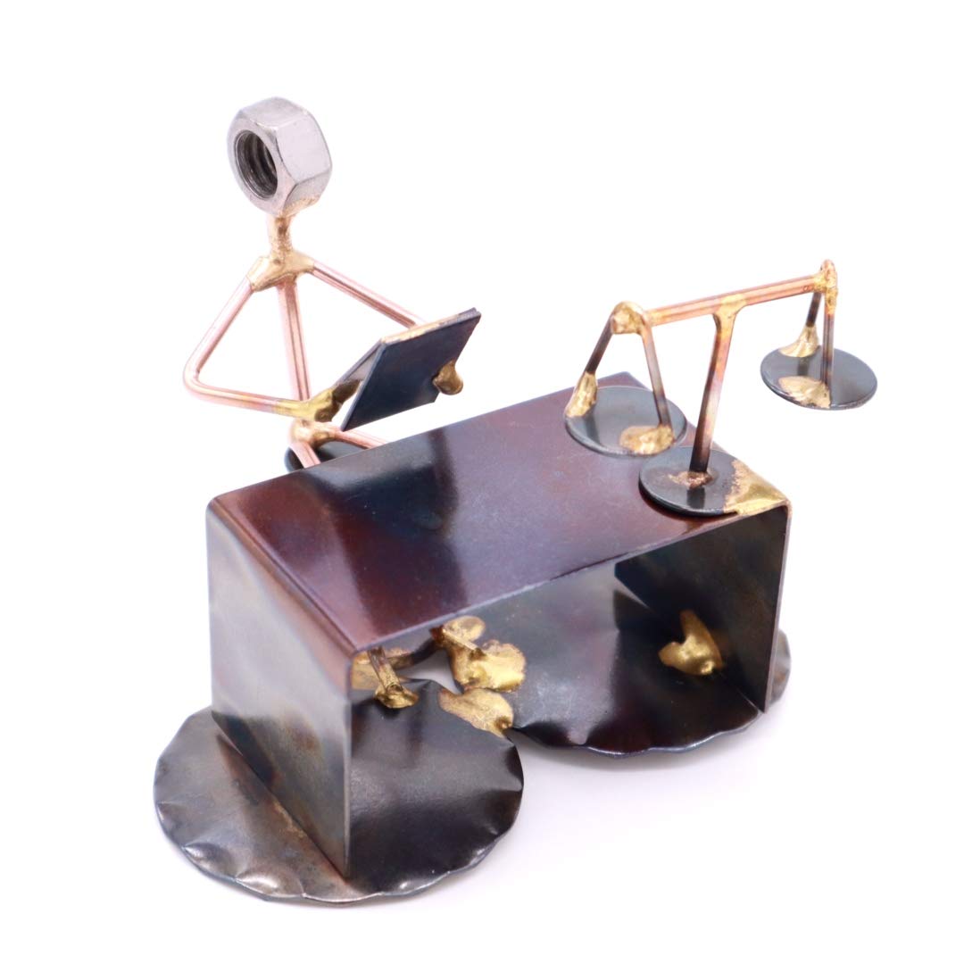 Handmade Metal Lawyer Figurine - Unique Welded Recycled Metal Sculpture - Desk Decor & Attorney Gift - Law Office Accessory - Made in USA - Perfect for Legal Professionals & Law Graduates