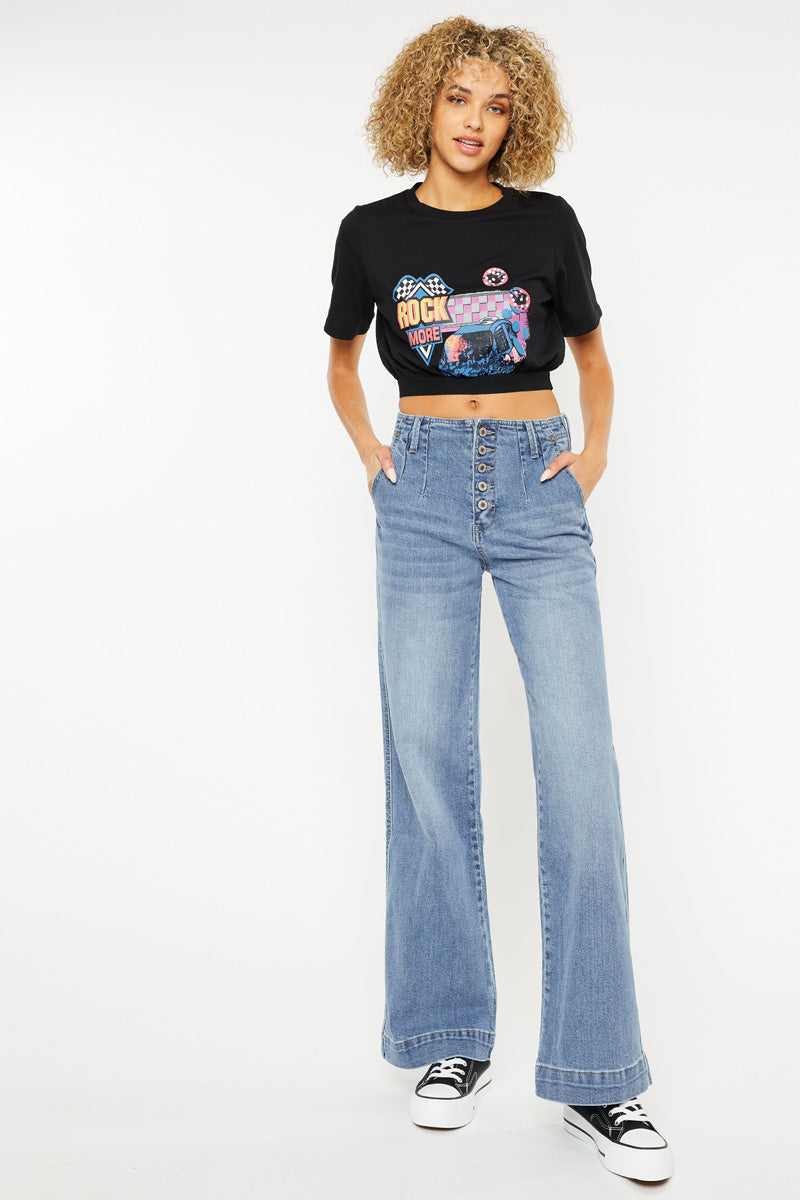 Zoelle Ultra High Rise Wide Leg Jeans for Women - Stretchy Comfort Denim Pants with Elastic Waist - Perfect for Casual Outfits, Workwear & Date Nights