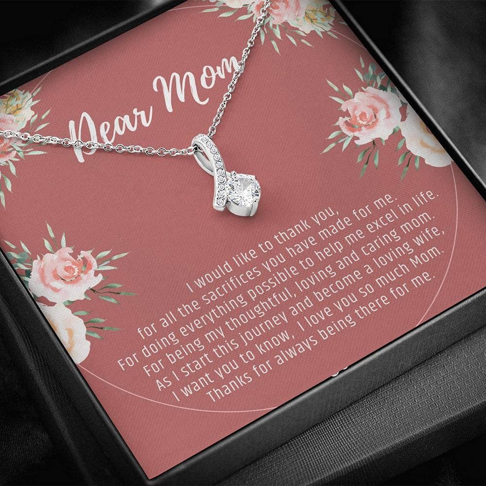 Mother of the Bride Necklace - Elegant Ribbon Pendant Gift from Daughter | Unique Jewelry for Wedding, Birthday & Anniversary | Perfect for Special Occasions & Heartfelt Moments