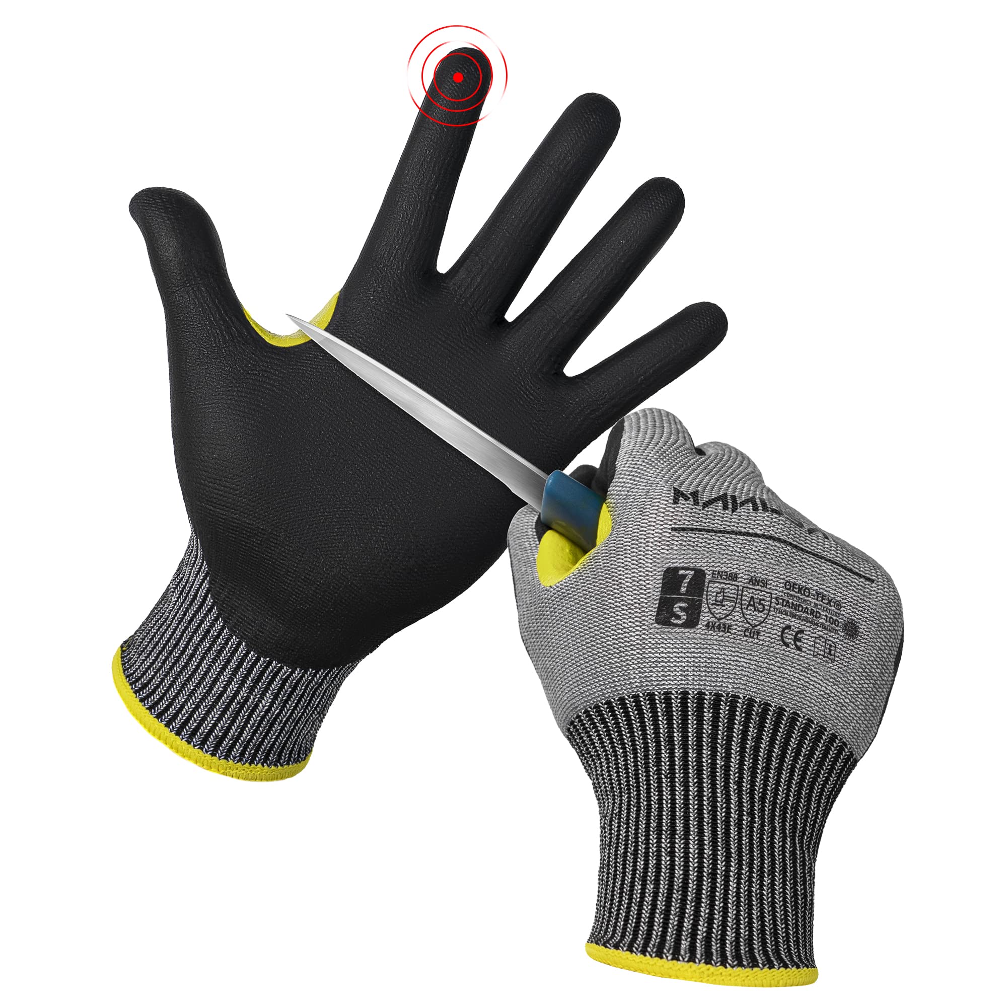 Cut Resistant A5 Gloves for Kitchen, Butcher & Food Processing - Slash Proof Safety Gloves for Handling Knives, Meat & Sharp Objects