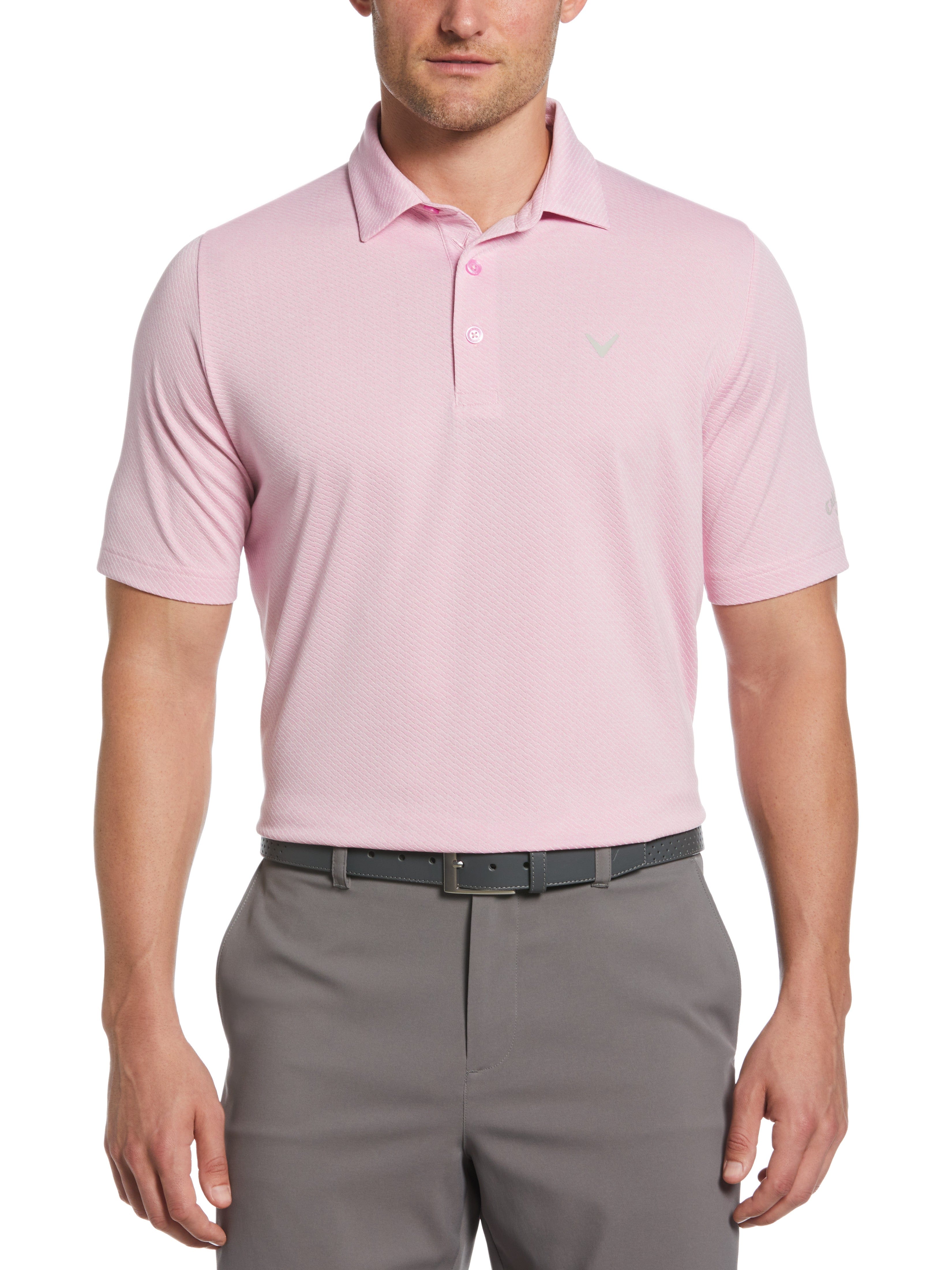 Big & Tall Ventilated Heather Jacquard Golf Polo Shirt for Men - Breathable & Comfortable Performance Wear for Golf, Casual & Outdoor Activities