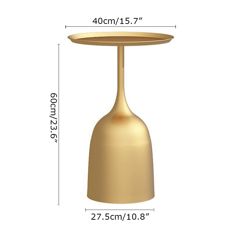 Round Metal End Table with Removable Tray - Waterproof Small Coffee Table & Sofa Side Table for Living Room, Bedroom, Balcony, Patio & Office - Gold Finish | Perfect for Small Spaces, Home Decor & Outdoor Use