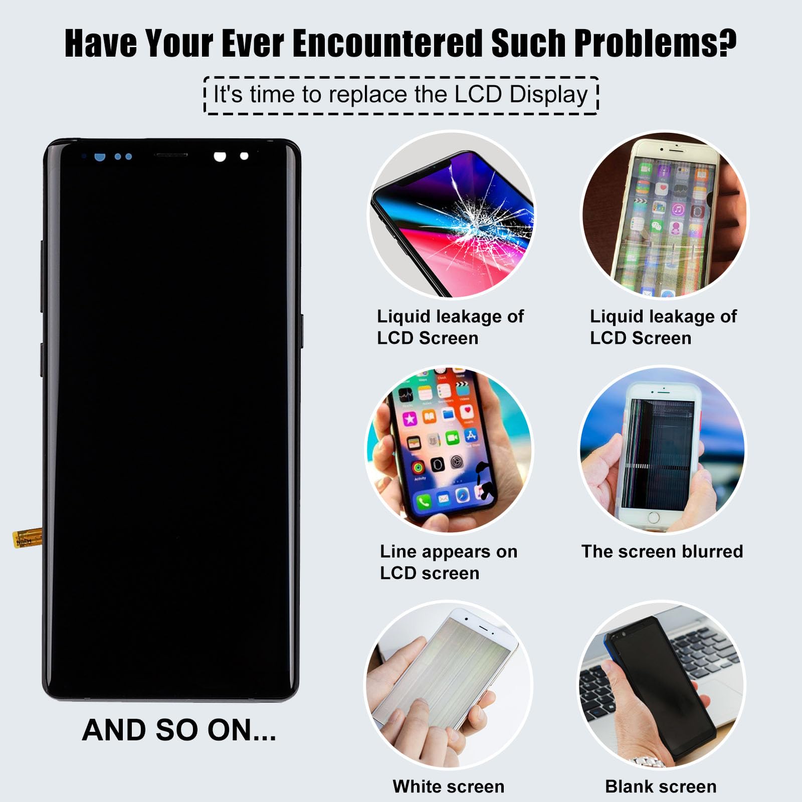 Samsung Galaxy Note 8 N950A/N950F LCD Touch Screen Digitizer Assembly with OLED Display - Fingerprint Compatible & Frame Included | Premium Repair Tools Kit for DIY Screen Replacement | Perfect for Cracked Display Fix, Phone Repair Shops & Tech Enthusiasts