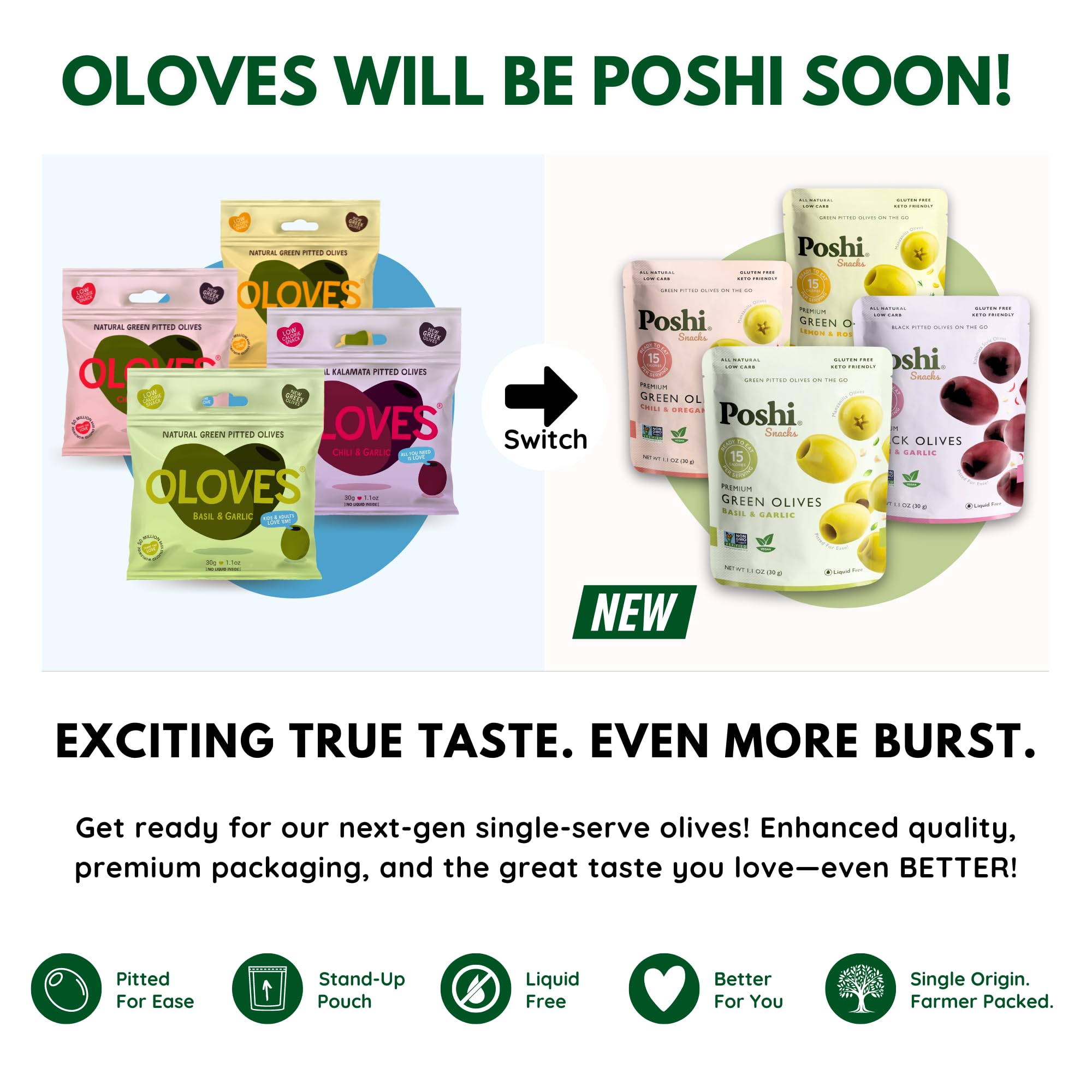 Poshi Olives + Veggies | Whole Pitted Olives 4 Flavor Variety Pack | Vegan, Kosher, Gluten Free & Keto Friendly Healthy Snacks (24 Pack) | Perfect for Lunch Boxes, Picnics & On-the-Go Snacking