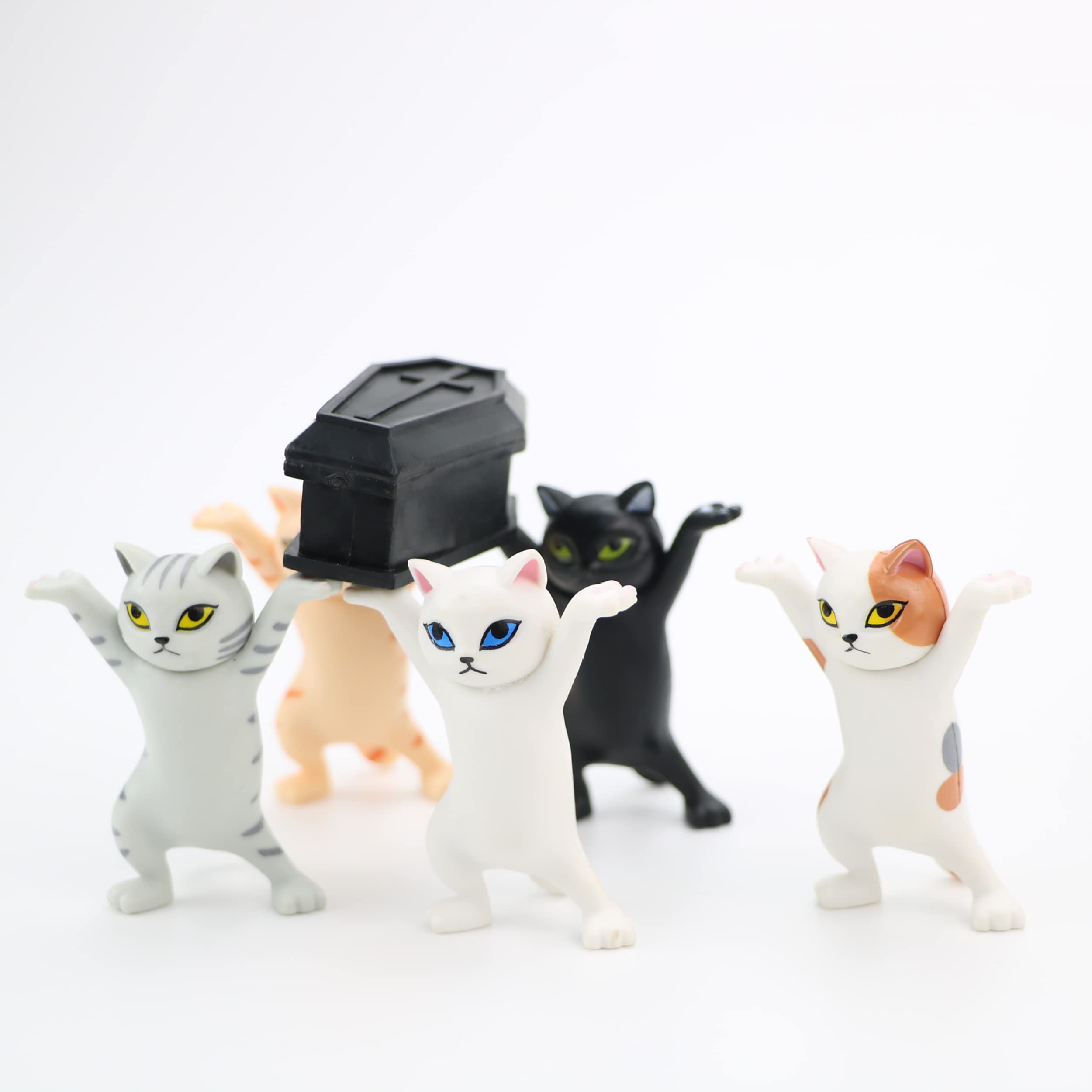 IRYNA 5Pcs Dancing Cat Pen Holder - Cute Cat Figurine Desk Organizer for Cat Lovers | Perfect Cat Themed Gift for Women, Office Desk Decor & Home Accessories | Great for Workstations, Home Offices & Gift Giving