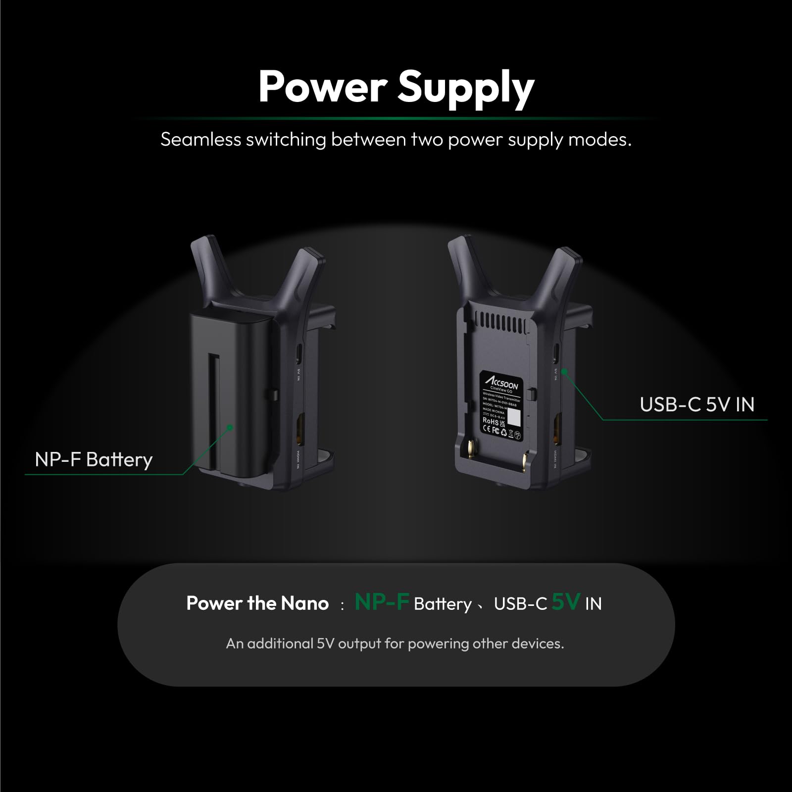 Accsoon CineView Nano Wireless 5G HDMI Video Transmitter - 1080p60 HD Streaming, 500ft Range with 60ms Low Latency - Compatible with DJI RS2/RS3/RS3 Pro/Switch/DSLR Cameras - iOS & Android App Monitoring for Live Video Transmission - Perfect for Film Production, Live Streaming & Drone Videography