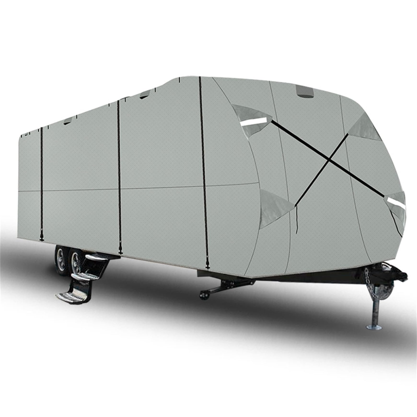 18-20 Foot RV Cover Windproof 4-Layer Thick Camper Cover with Accessories - Grey - Perfect for Outdoor Travel, Camping & RV Storage Protection