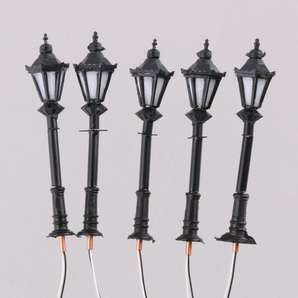 10PCS 1:150 Scale LED Courtyard Street Lamps for Model Railway & Train Sets - Perfect for Miniature City Scenes, Dioramas and Landscape Displays