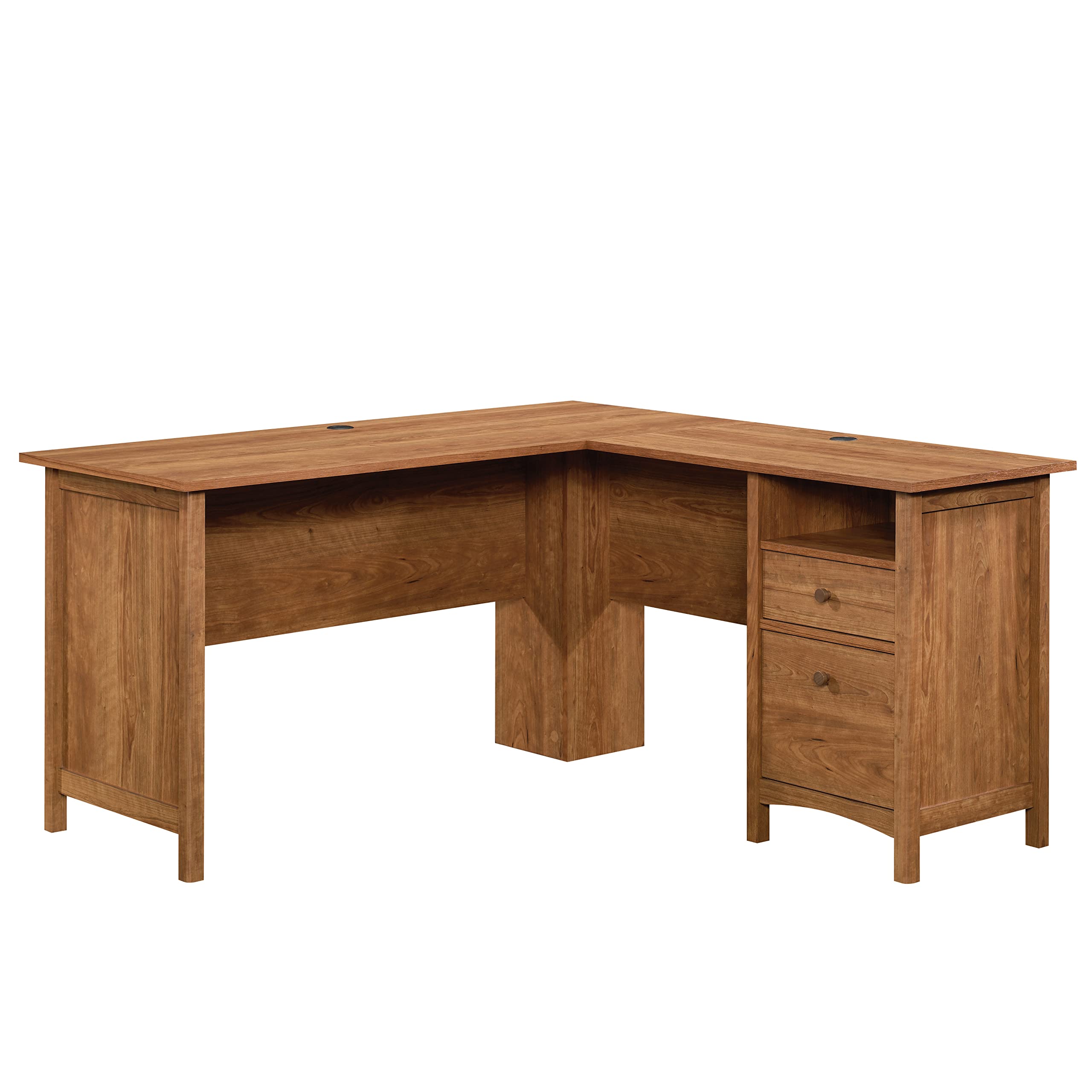 Sauder Union Plain Shaker Style L-Shaped Desk with File Drawer - Prairie Cherry Finish - Home Office Furniture for Small Spaces & Workstations - Perfect for Remote Work & Study