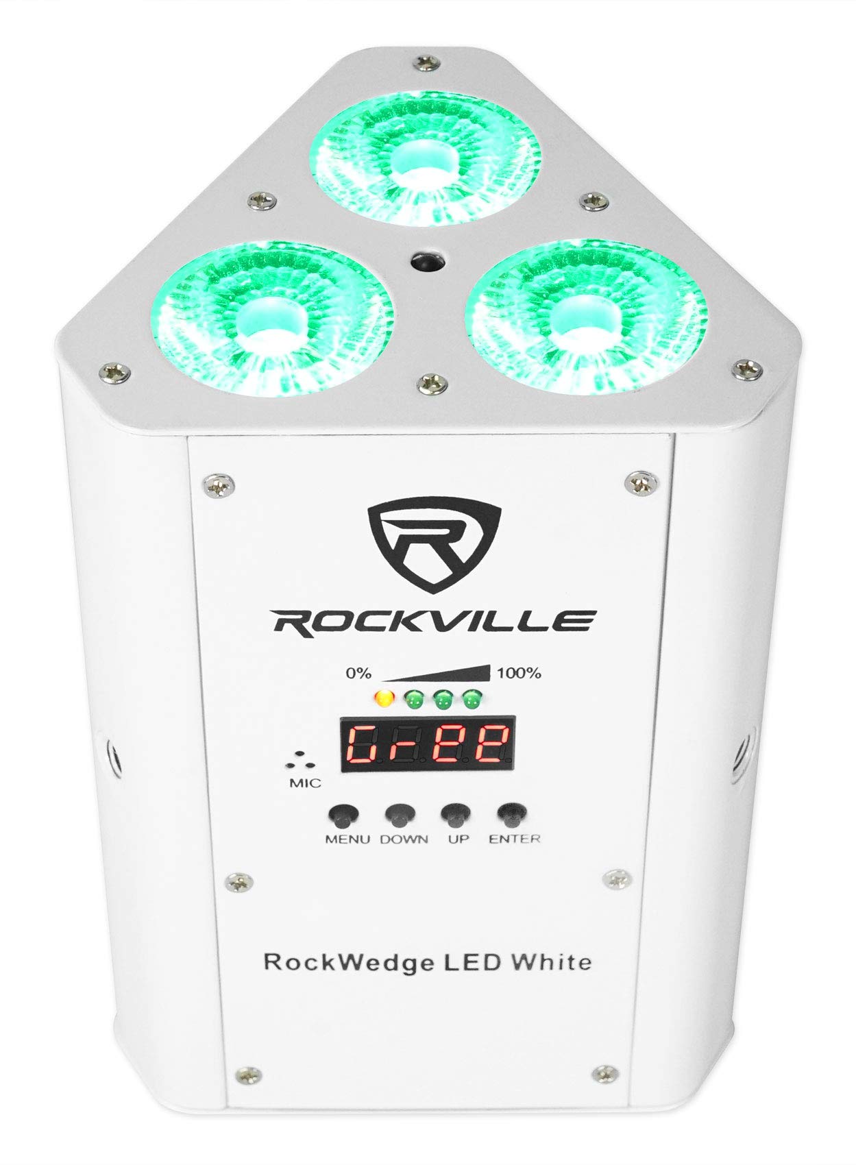 Rockville RockWedge White LED Battery Powered Stage Lights with 384 Channel Wireless DMX Controller - Perfect for DJ Shows, Concerts, and Live Performances