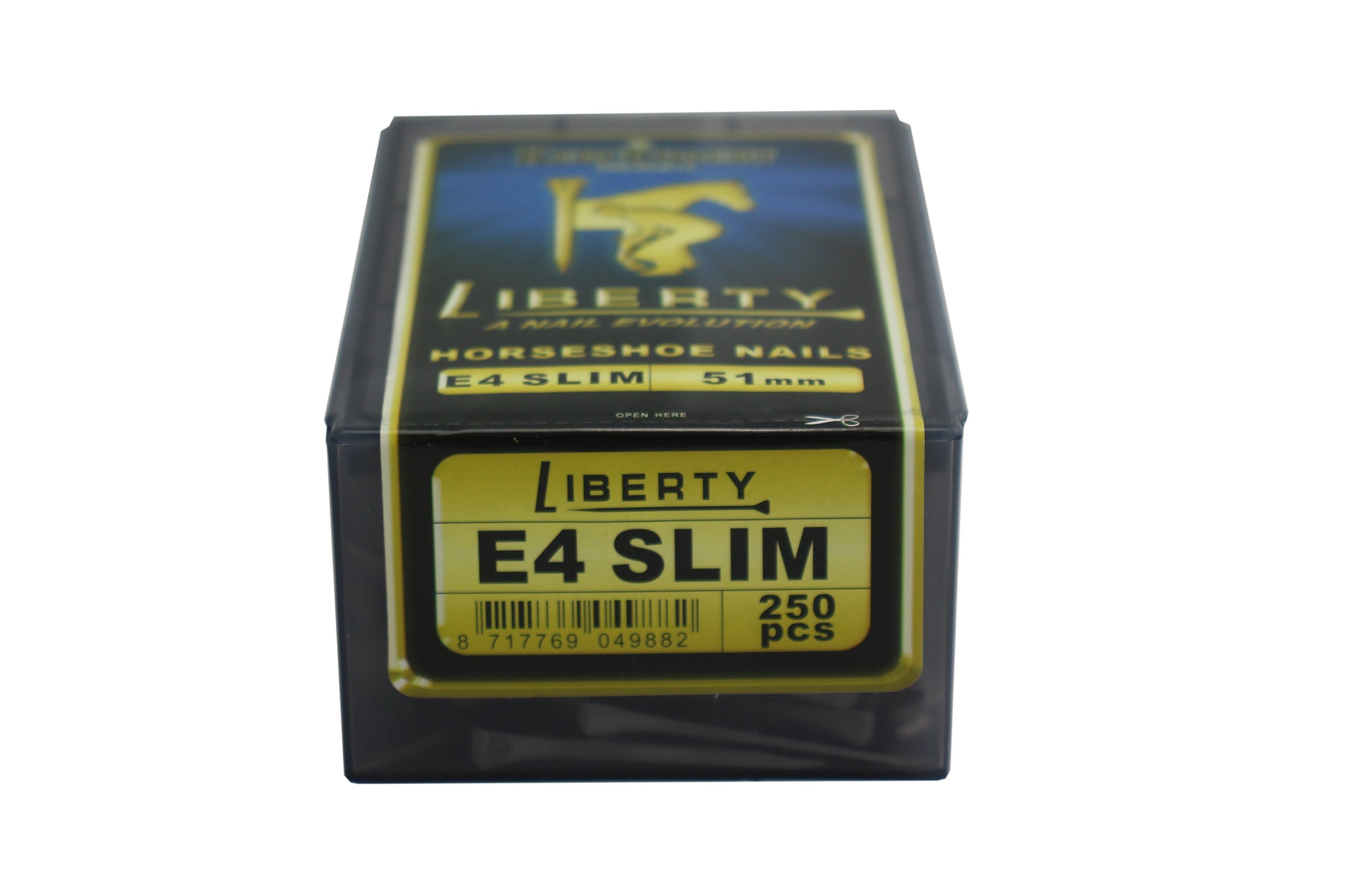 Liberty E4 Slim Horseshoe Nails - 250 Count Box for Professional Farriers & DIY Horse Hoof Care | Durable Steel Horseshoe Nails for Equestrian Use, Stable Maintenance & Horse Shoeing Projects