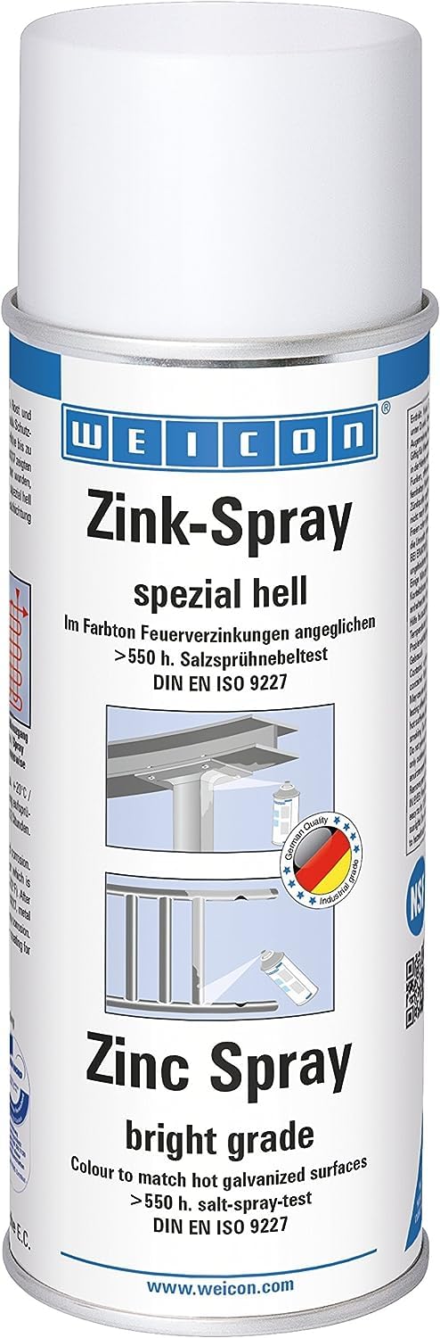 WEICON Zinc Spray Special Light 400ml - Anti-Rust Paint for Metal Surfaces, Matches Fresh Hot-Dip Galvanizing - Ideal for Automotive, Industrial & DIY Metal Protection