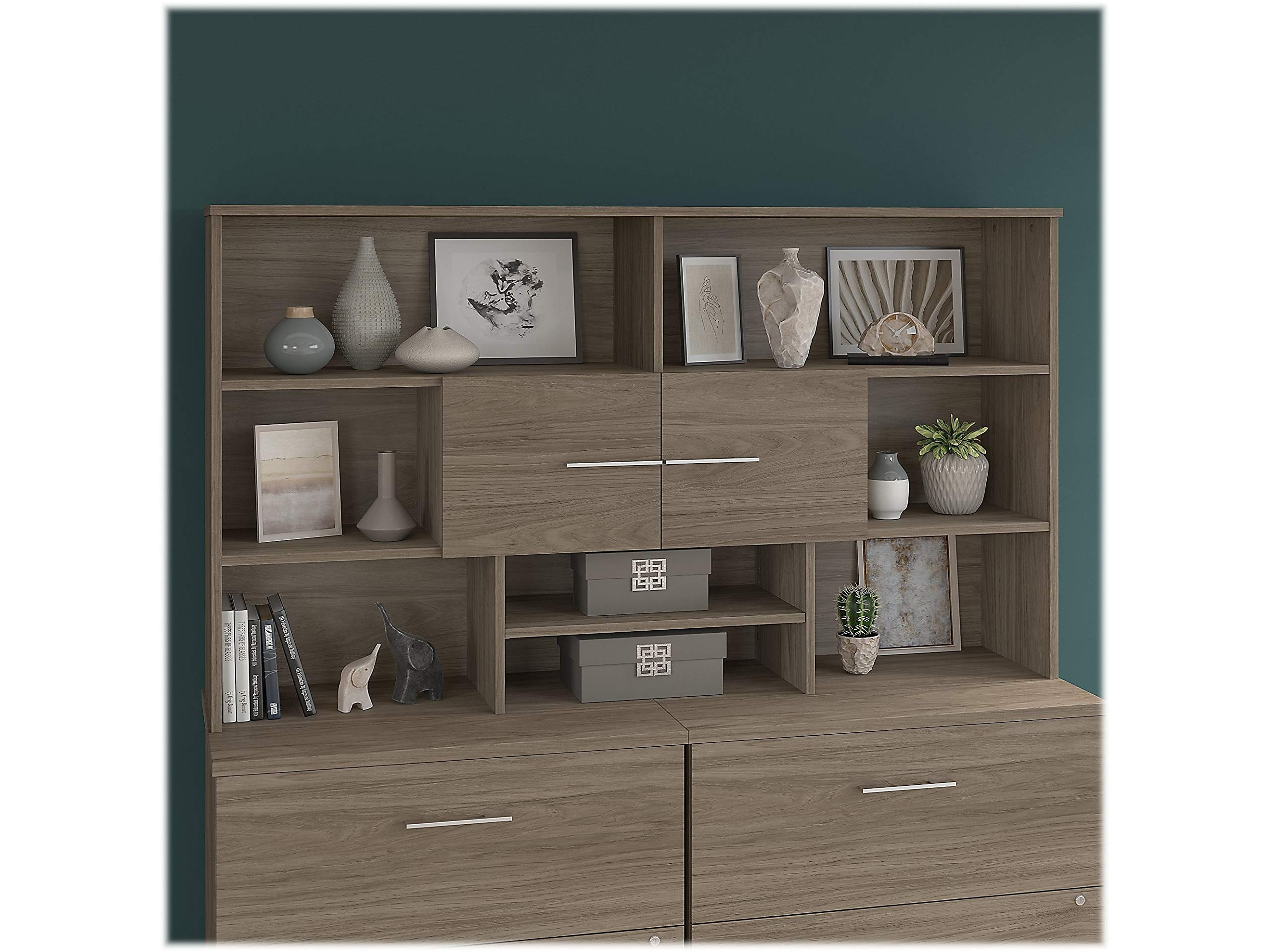 BBF Office 500 72W Modern Hickory Desk Hutch - Engineered Wood Home Office Organizer for Workspace & Study Room