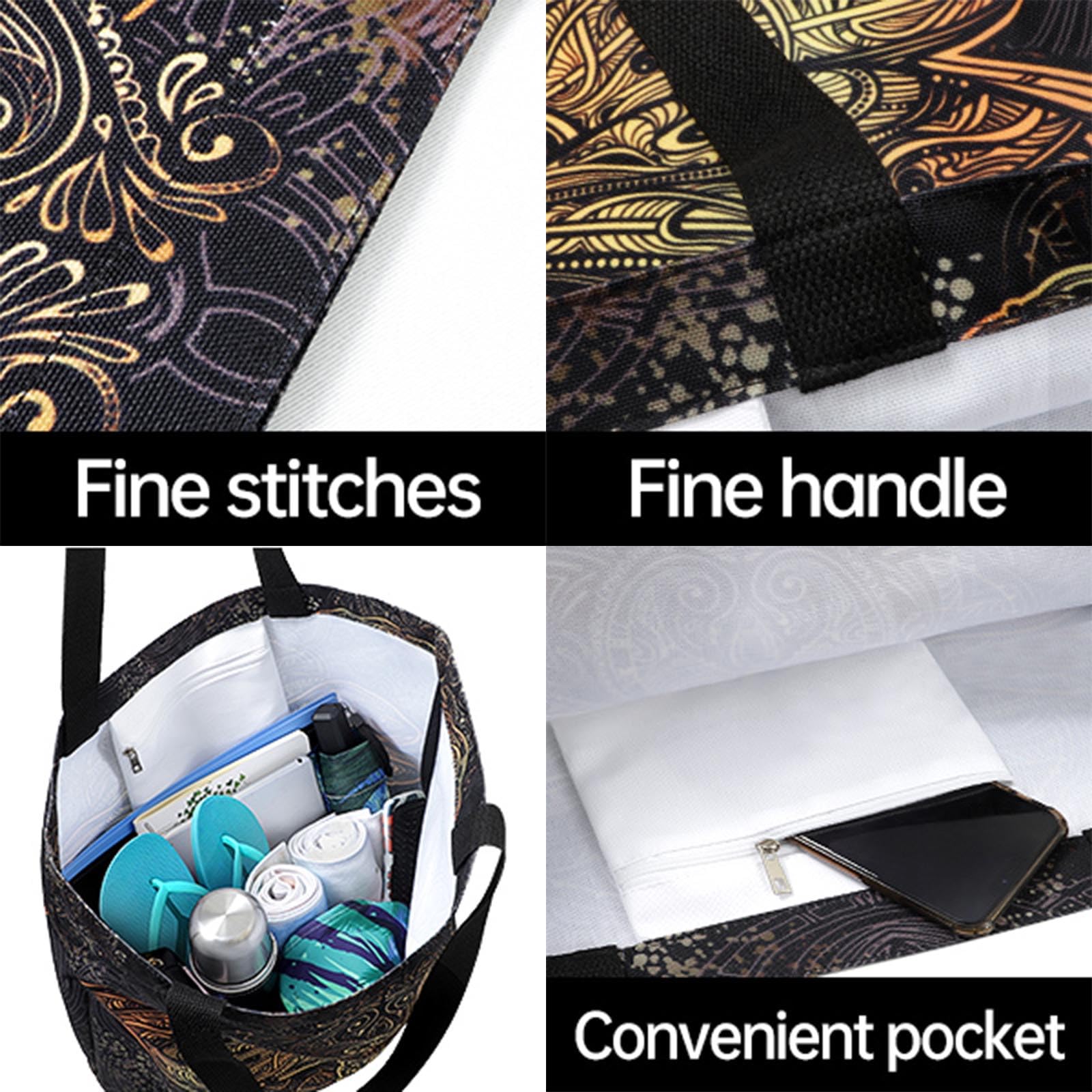 Stylish Large Canvas Tote Bag with Realistic Print - Perfect for Beach, Travel, Gym, Grocery Shopping & Daily Use | Durable Spacious Shoulder Bag for Women & Men
