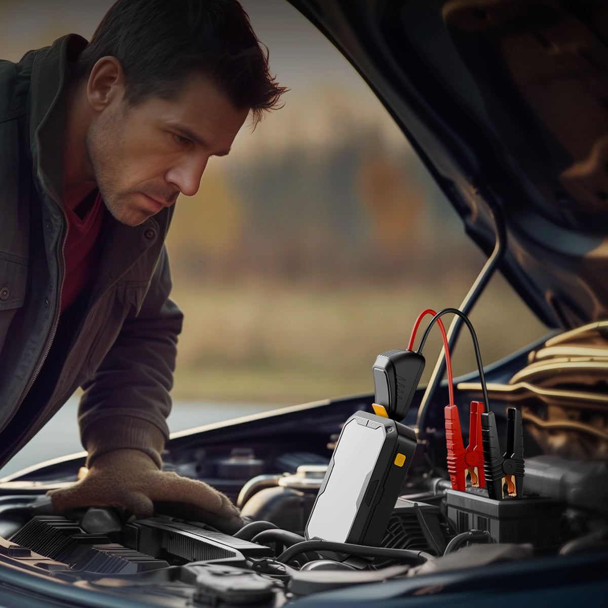 AUXITO 2000A Portable Car Jump Starter with LED Light - Emergency Battery Booster for Dead Car Battery, USB Charger & LED Engine Bay Lighting - Ideal for Roadside Emergencies, Camping & Outdoor Adventures