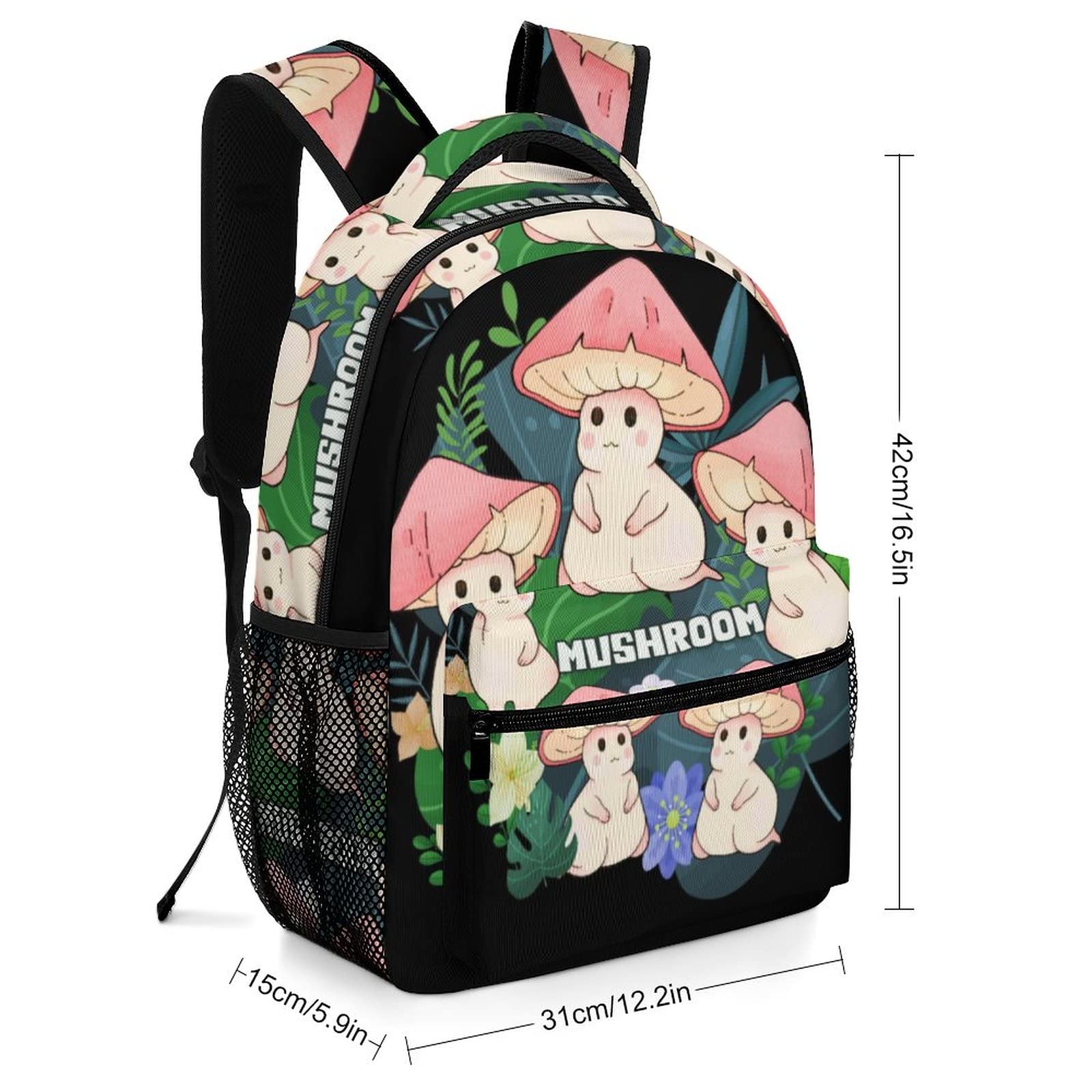 Aparajita Plants Mushroom Print School Backpack - Stylish Laptop Backpack for Men, Women & Teens - Durable Travel Backpack for Students, Work & Daily Use
