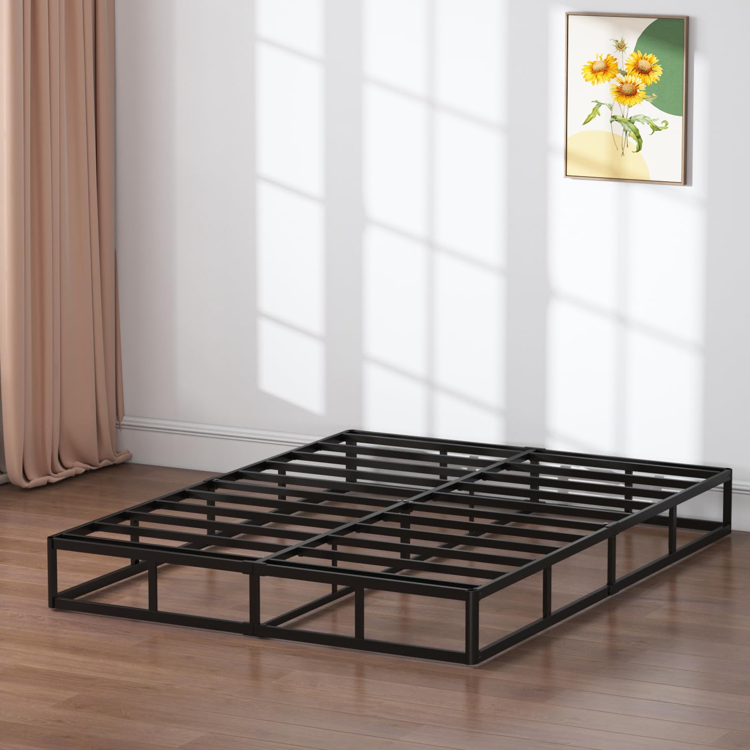 9 Inch Queen Box Spring - High Profile Metal Frame with Fabric Cover, Easy Assembly, 3000 lbs Weight Capacity - Perfect for Queen Beds, Guest Rooms & Dormitories
