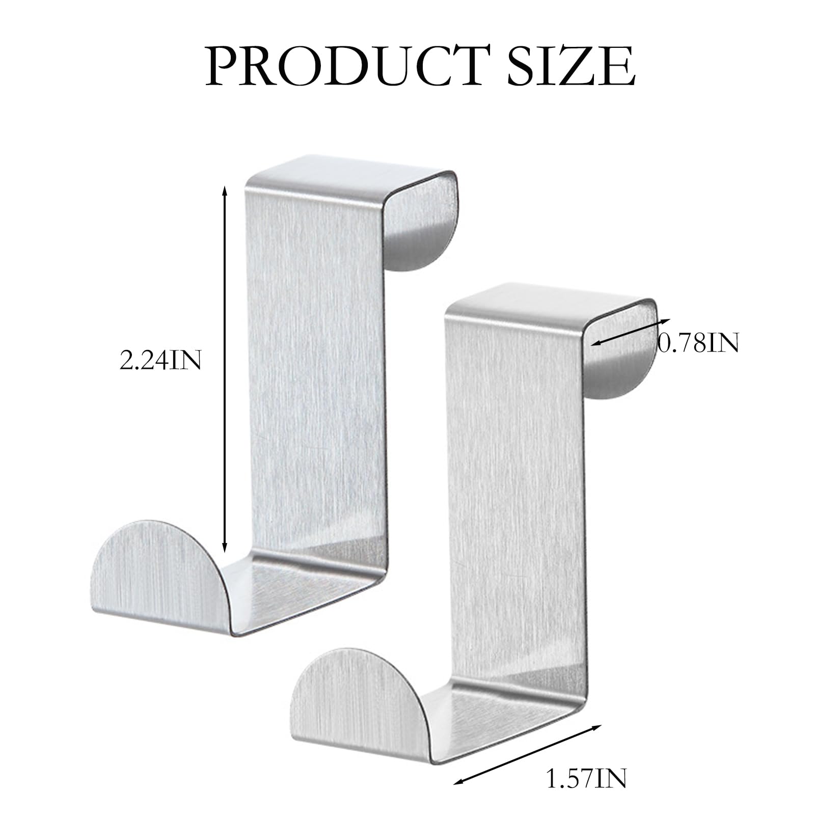 5-Pack Stainless Steel Over The Door Hooks - Adjustable Heavy Duty Cabinet Hangers for Bathroom, Bedroom, Kitchen & Living Room - Perfect for Organizing Towels, Bags, Clothes & Hats - Space-Saving Home Storage Solution