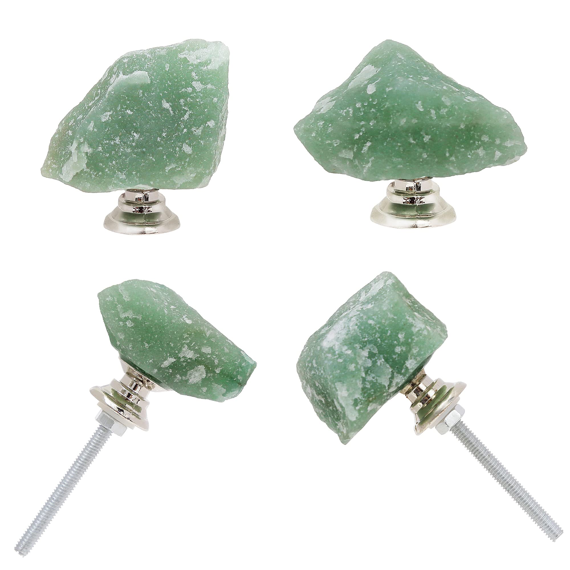 4-Piece Green Aventurine Crystal Cabinet Knobs - Natural Quartz Drawer Pulls for Kitchen, Dresser, Closet & Cupboard - Elegant Home Decor Upgrade for Cabinets & Furniture