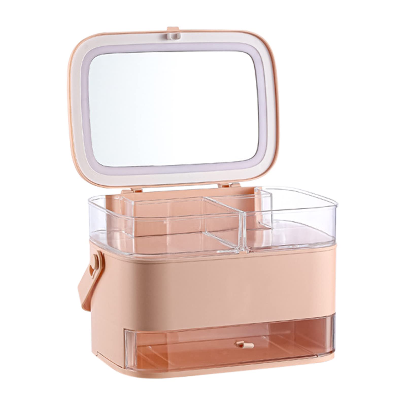 Comigeewa Large Capacity Cosmetic Storage Box with Mirror - Organize Lipstick, Makeup & Skincare Products - Perfect for Vanity, Dresser & Bathroom Organization