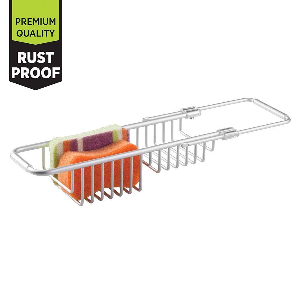 iDesign Rust-Proof Aluminum Expandable Over Sink Dish Drying Rack - Perfect for Kitchen Countertop, Dish Organizer & Space-Saving Storage