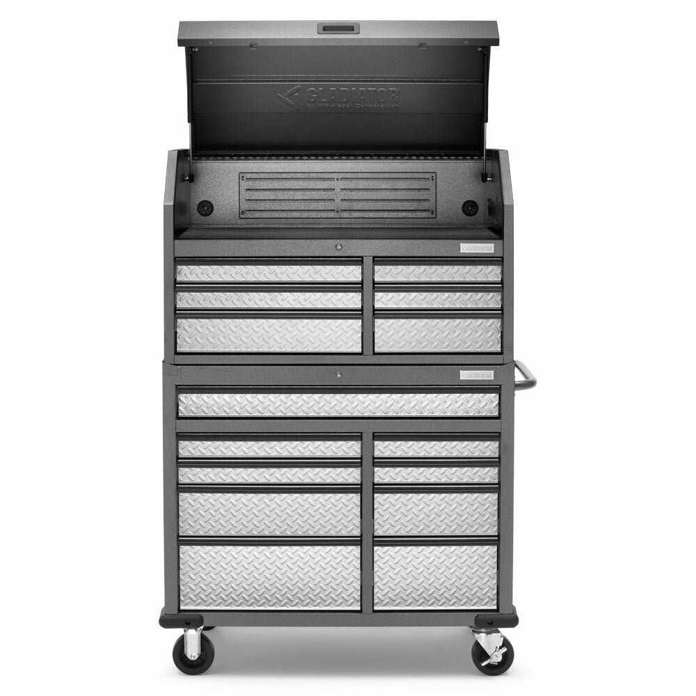 Gladiator 41-Inch 15-Drawer Mobile Tool Chest Combo - Heavy Duty Rolling Tool Cabinet for Garage Organization & Workshop Storage