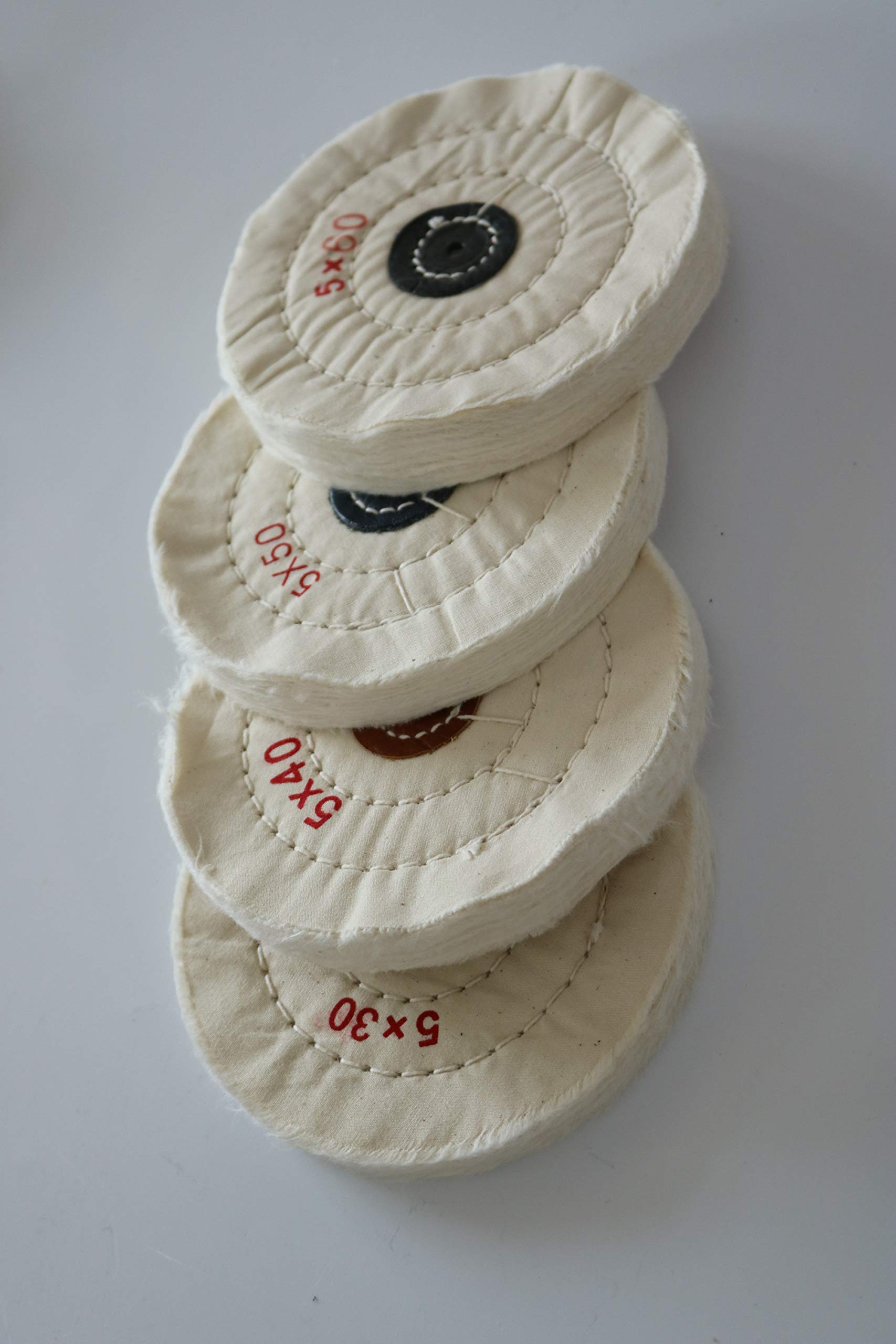 5 Inch Cotton Buffing Wheel Set - 10 Pack White 5