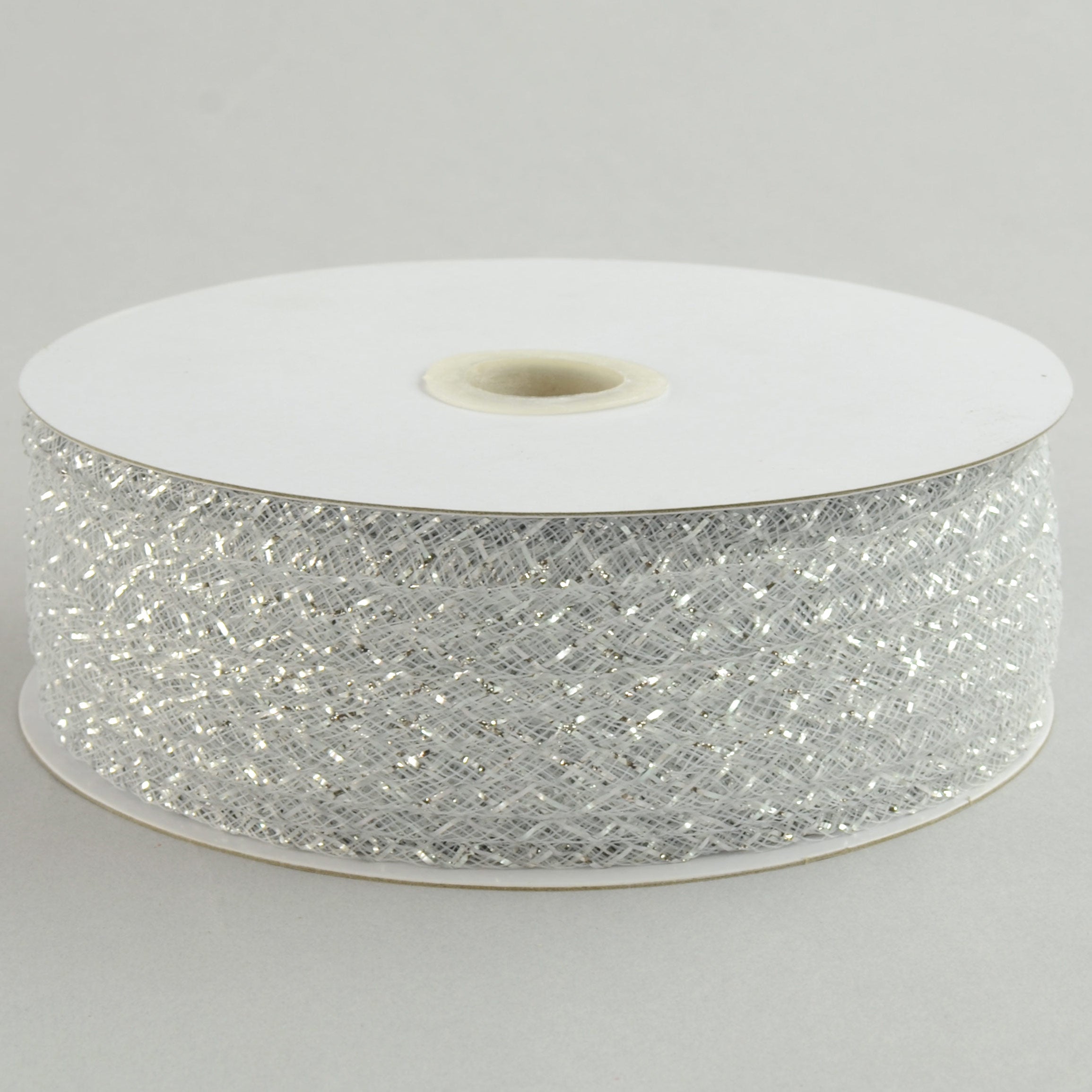 1.5 Inch Deco Flex Mesh Ribbon - Metallic White (30 Yards) for Gift Wrapping, Party Decorations, and DIY Crafts