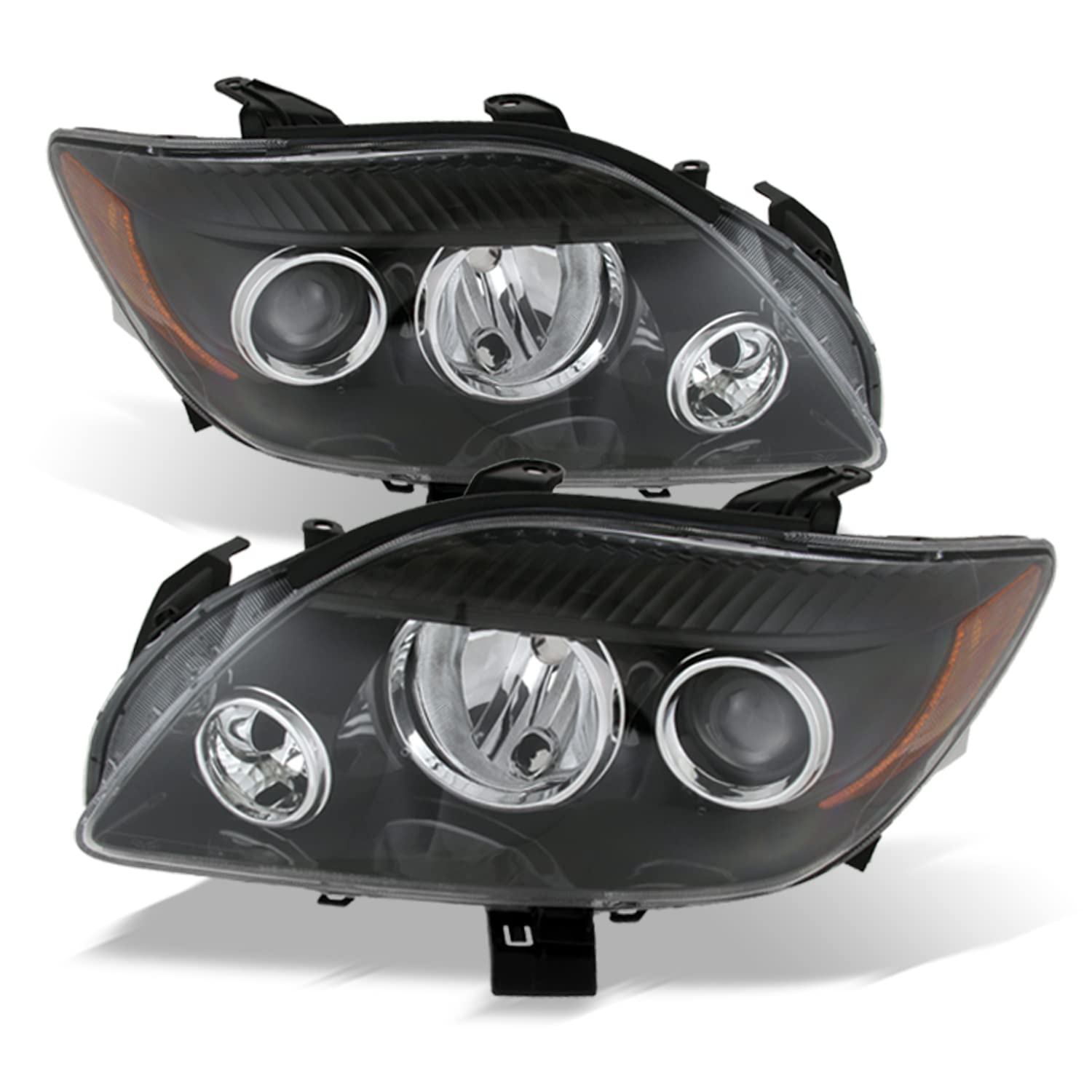 AKKON Replacement Projector Headlights for Scion tC Sport Coupe - Amber Black Housing - Upgrade Your Night Driving Safety & Style (Perfect for City Commuting & Highway Driving)