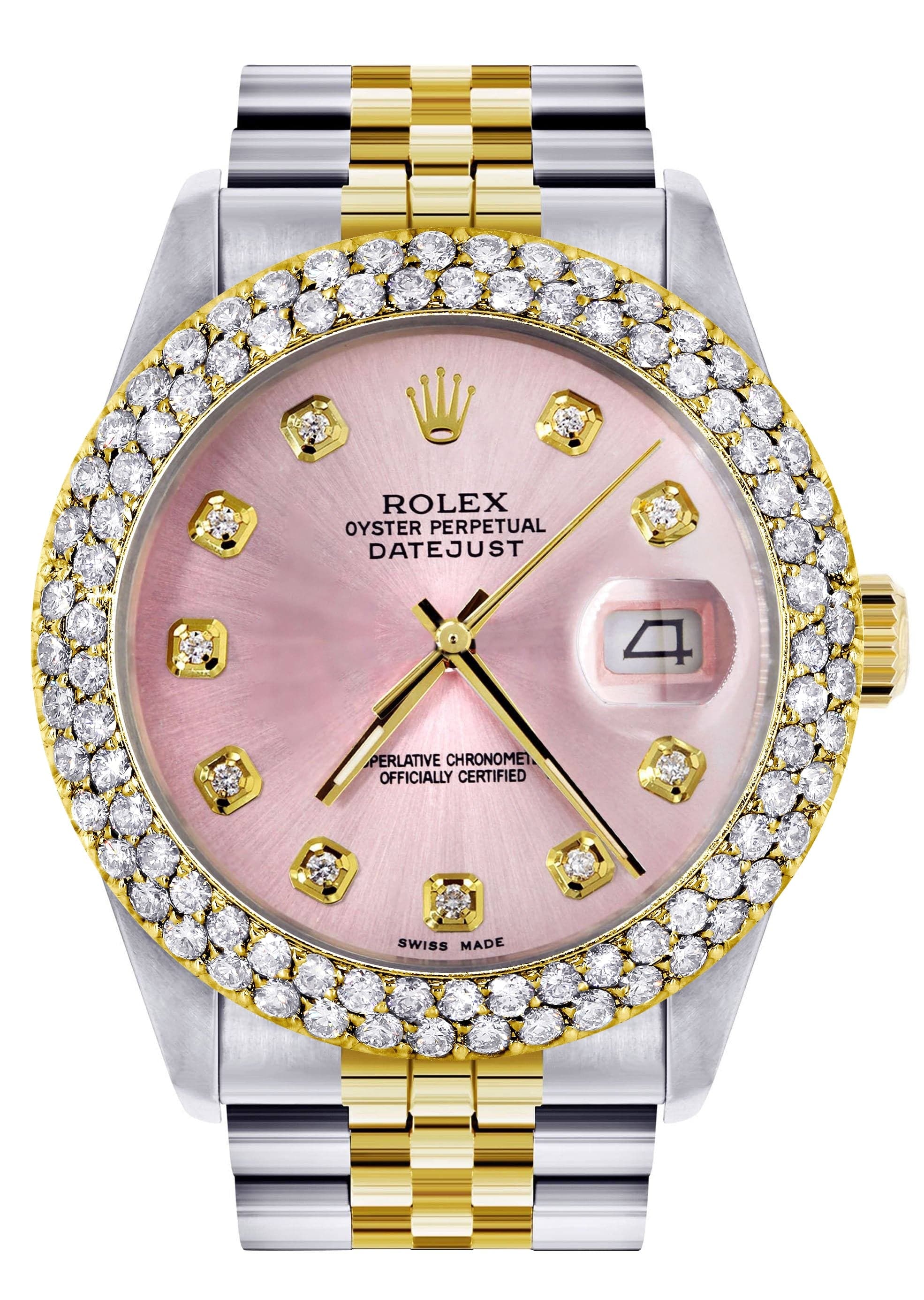 Luxury Diamond Gold Rolex Watch for Women - Model 16233 | 36mm Rose Dial | 4.25 Carat Two-Row Bezel | Jubilee Band | Perfect for Special Occasions & Gifts