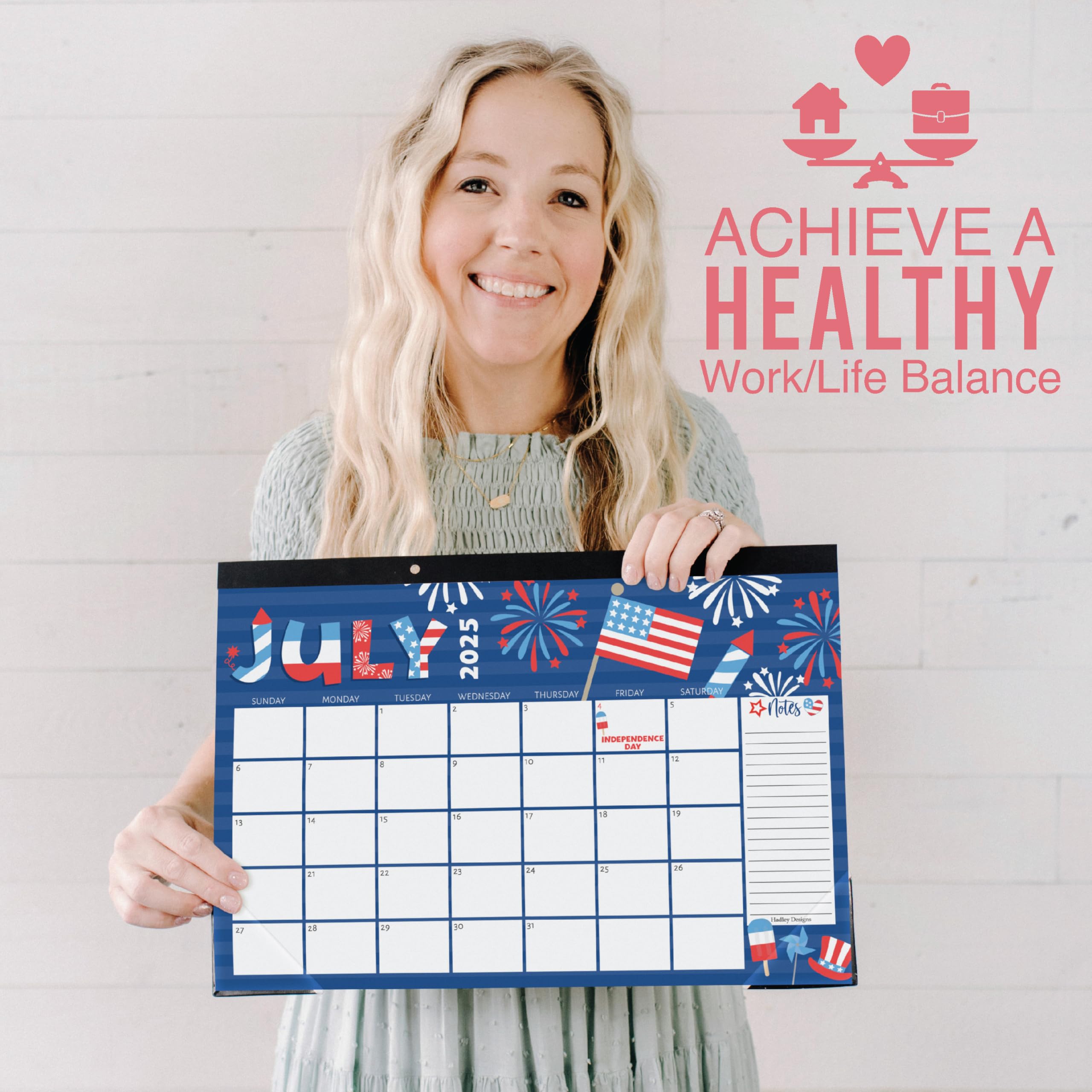 Hadley Designs 2025-2026 Large 18-Month Desk Calendar - 17
