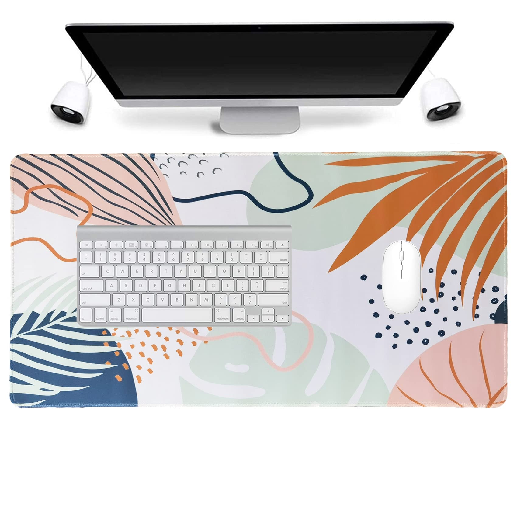 Premium Large Desk Pad with Waterproof Surface - Extra Wide Mouse Pad & Keyboard Mat for Home Office, Gaming, and Workstations - Abstract Tropical Leaf Design for Computers & Laptops - Ideal for Working, Writing, and Professional Setups