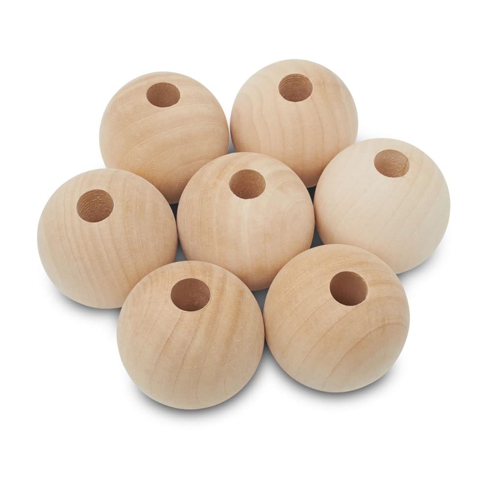 51mm Large Wooden Beads for Crafts - Pack of 25 Natural Wood Beads with 2 x 1/2 Inch Holes for DIY Jewelry Making, Home Decor & Macrame Projects | Perfect for Necklaces, Bracelets, Wall Hangings & Creative Crafting