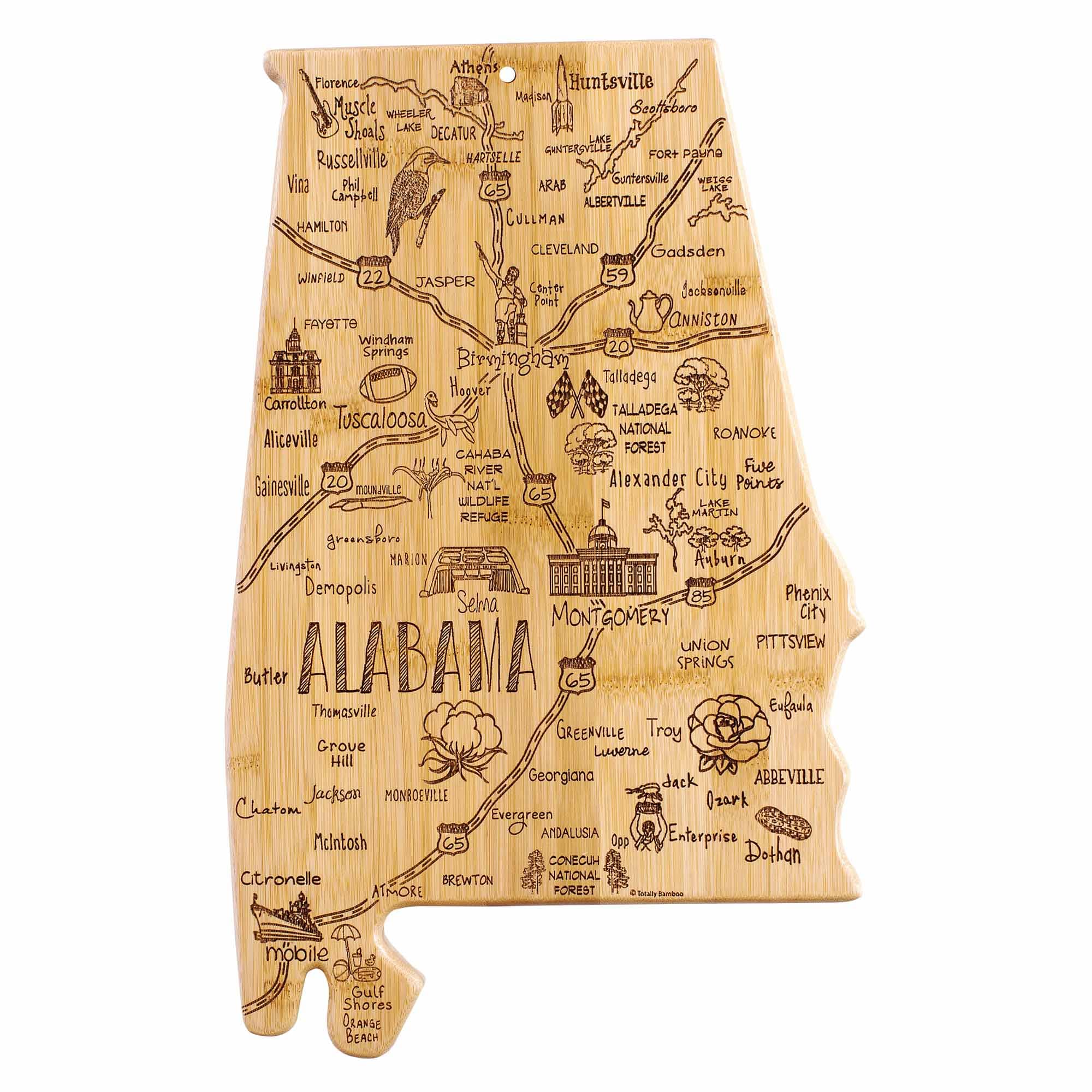 Premium 10 x 15 3/4 Inch Alabama-Themed Wooden Cutting Board - Perfect for Kitchen Prep, Charcuterie Boards & Southern Home Decor