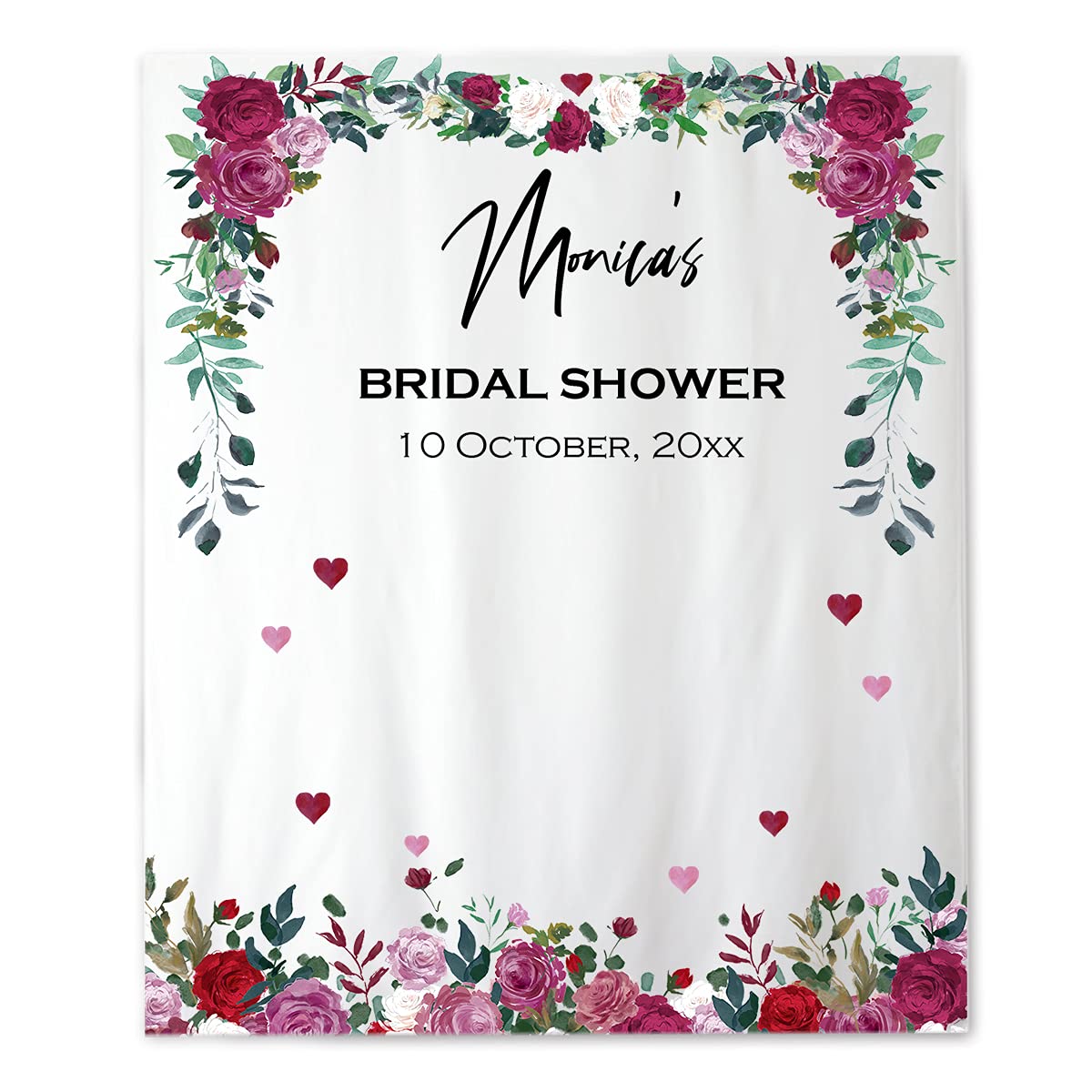 Custom Bridal Shower Backdrop - Personalized Wedding Tapestry Decor for Baby Showers, Graduations & Photo Booths (60x80 Inch Wall Hanging Art) | Perfect for Wedding Receptions, Birthday Parties & Home Decor