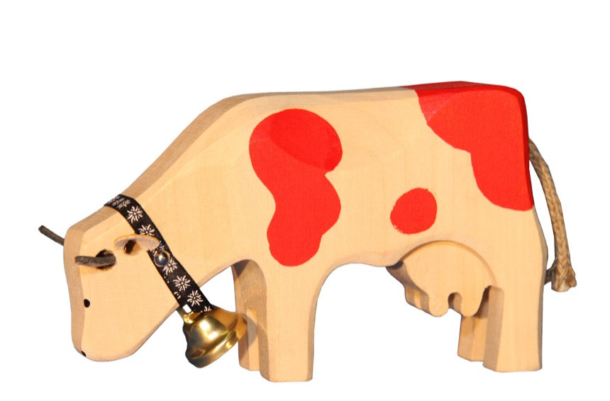 Marc Trauffer Traditional Swiss Cow Figurine - Handmade Wooden Decor for Home & Office - Perfect for Farmhouse, Alpine, and Swiss-Themed Decorations
