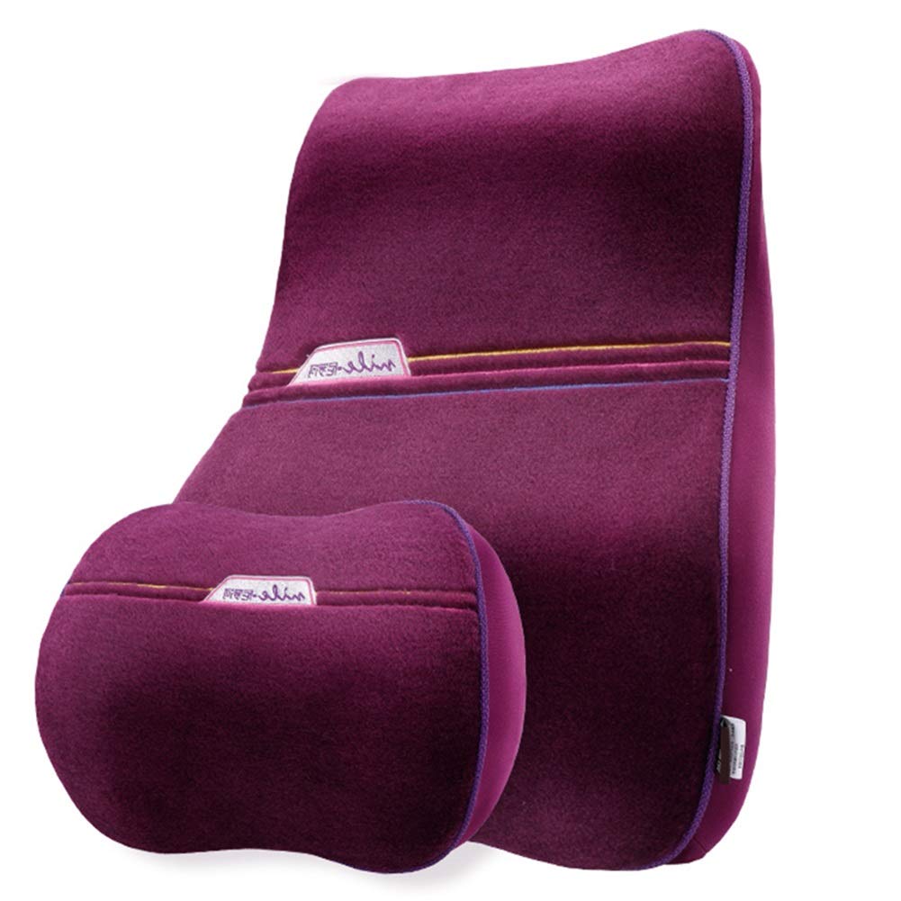 **LIQICAI Memory Foam Lumbar Support & Neck Pillow Set - Ergonomic Back & Neck Pain Relief for Office, Car, Home, Travel - Purple (3 Colors Available) - Perfect for Work, Driving & Relaxation**