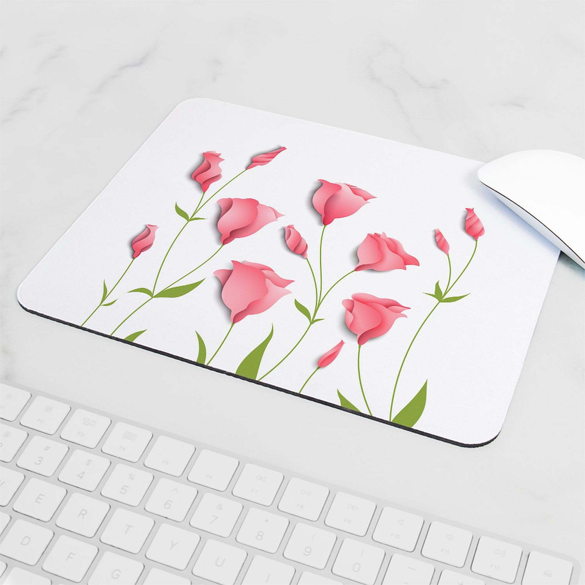 Pretty Flowers Non-Slip Rubber Gaming Mouse Pad - Cute Floral Design Computer Mousepad for Office, Home & Gaming Setup - Perfect for PC, Laptop & Workstation Use
